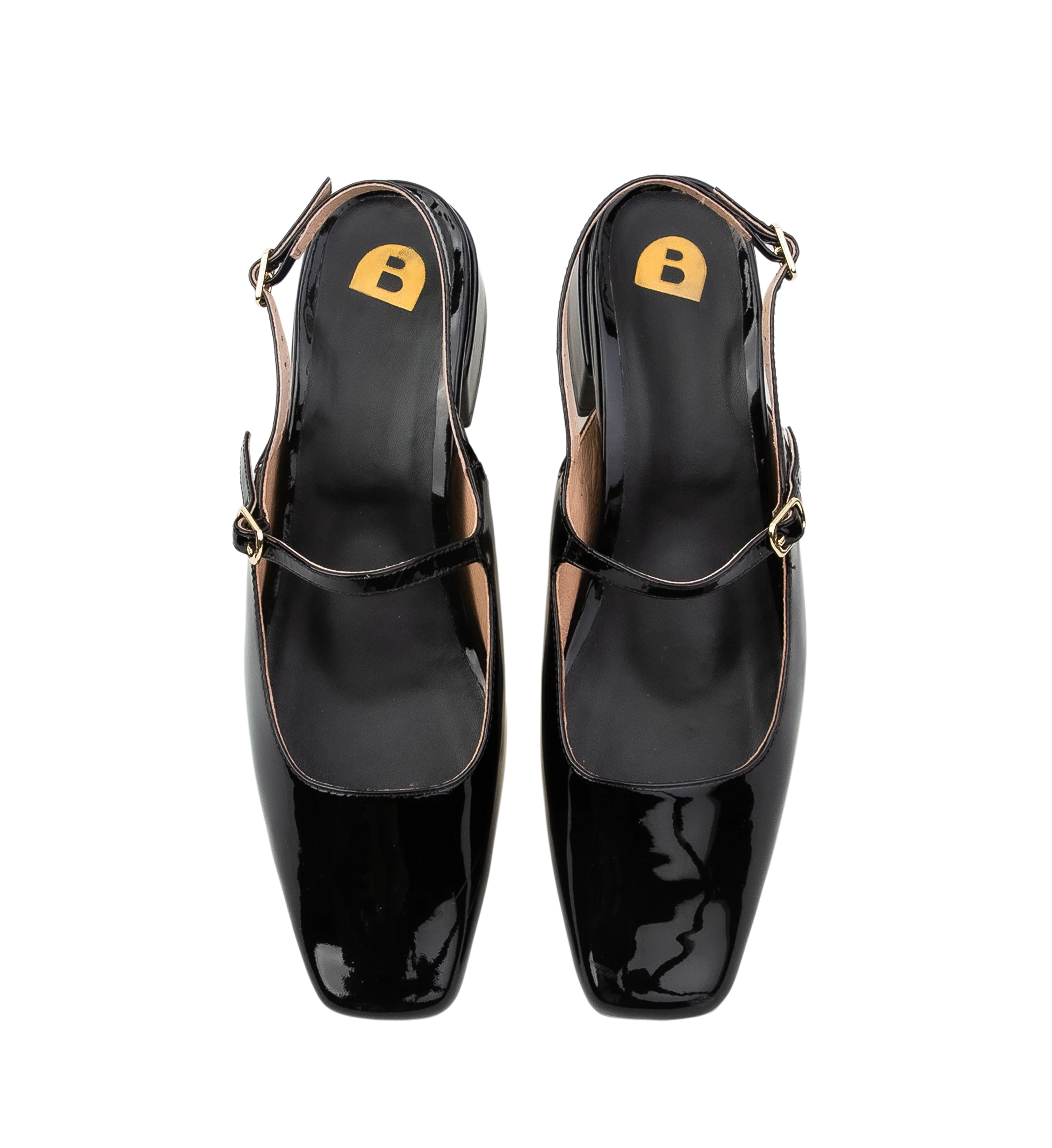 Myza Black Patent Leather Low Heels