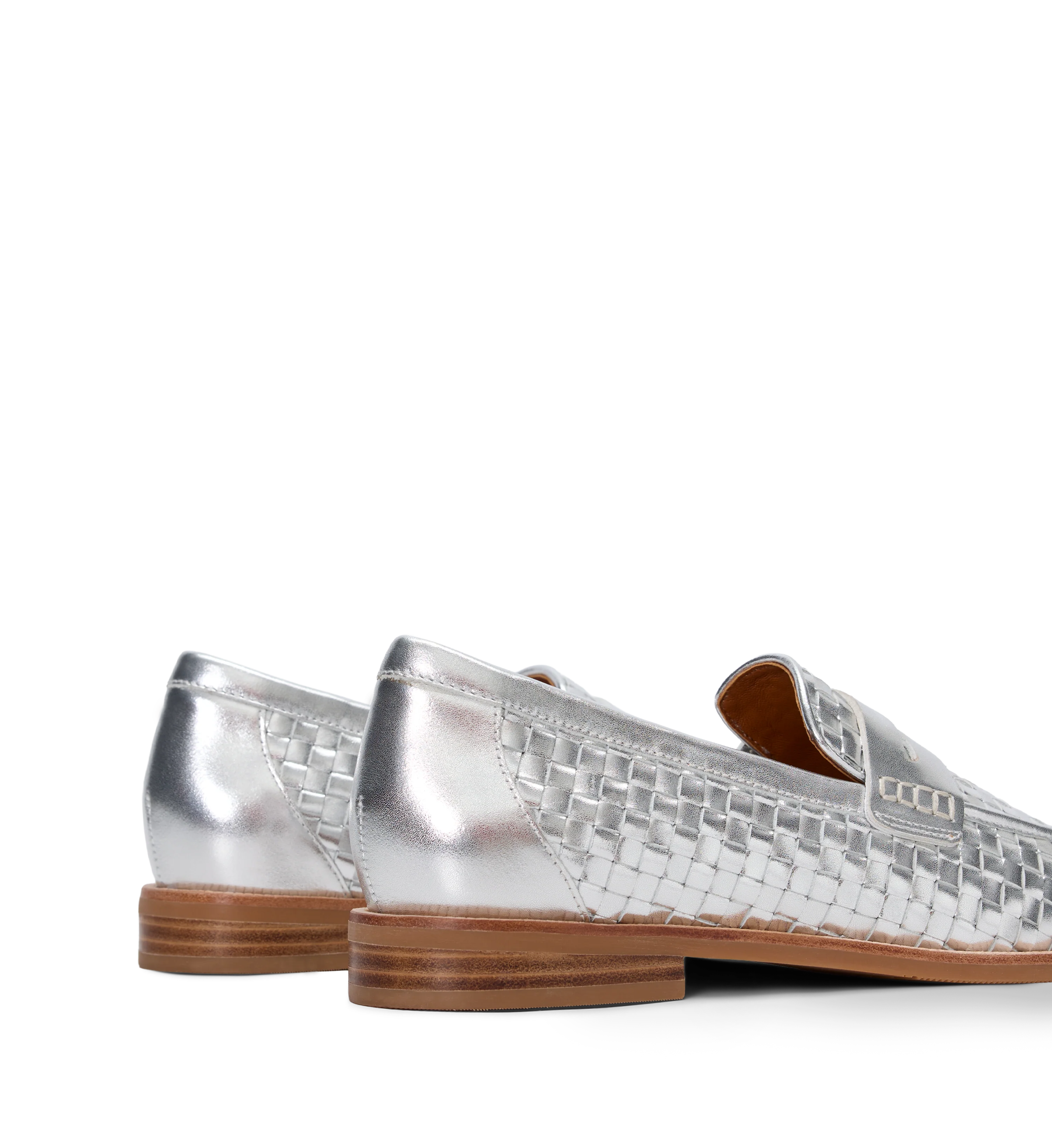 Maleo Silver Woven Leather Loafers