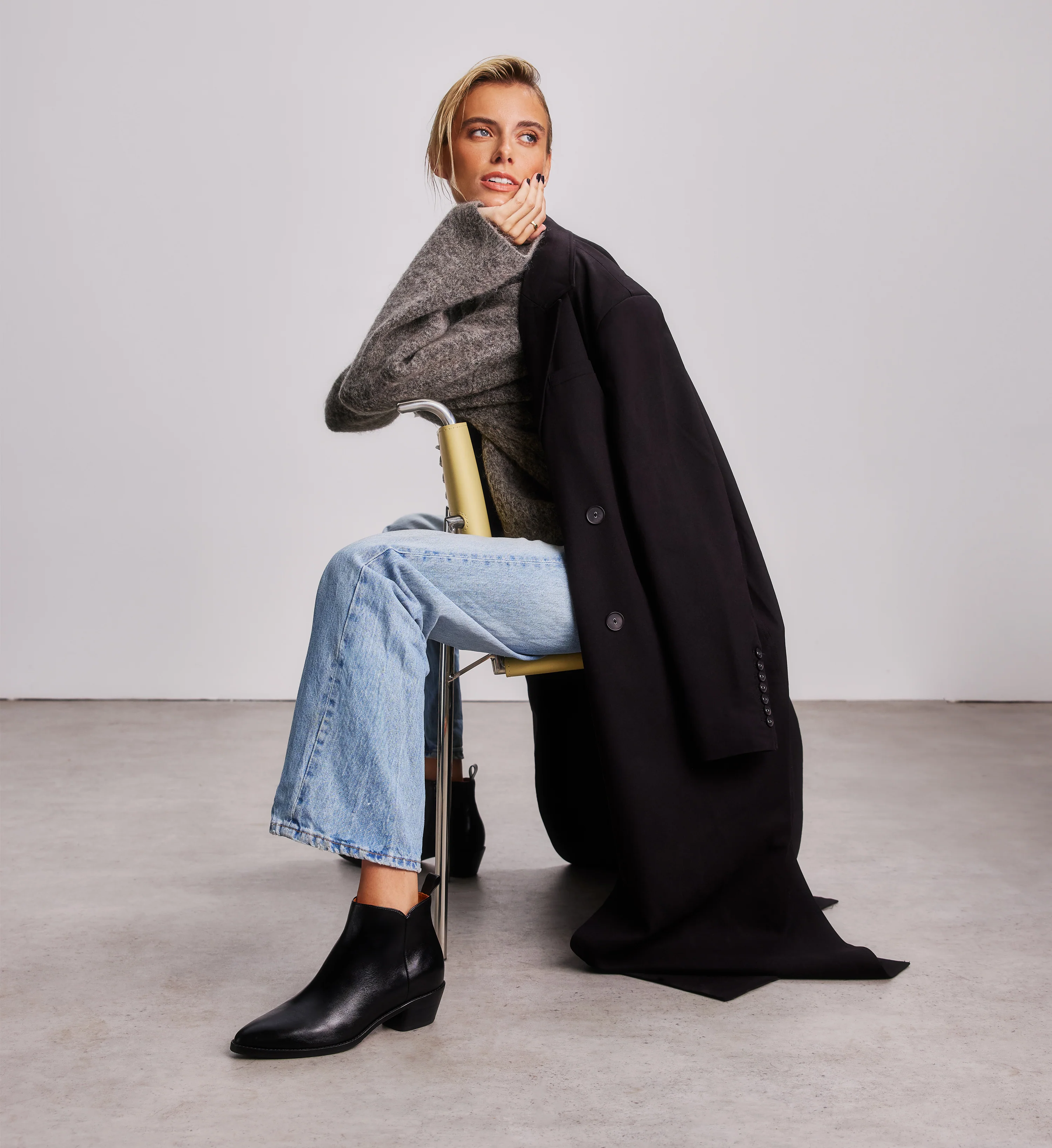 Awlbill Black Leather Heeled Boots