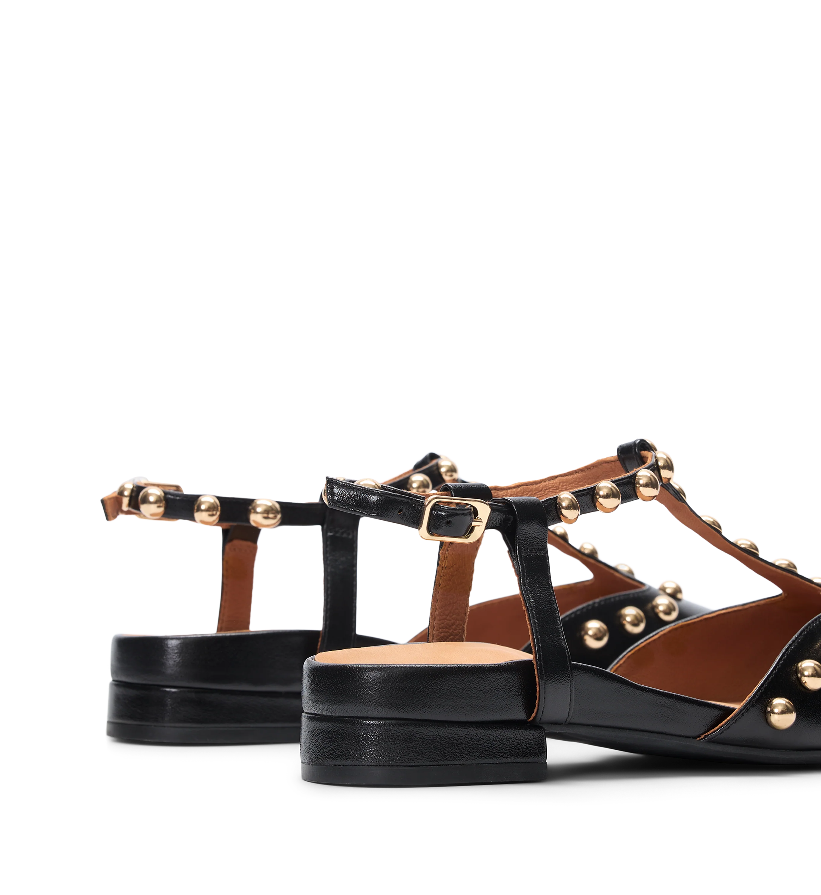 Wagtail Black Leather & Hardware Flats