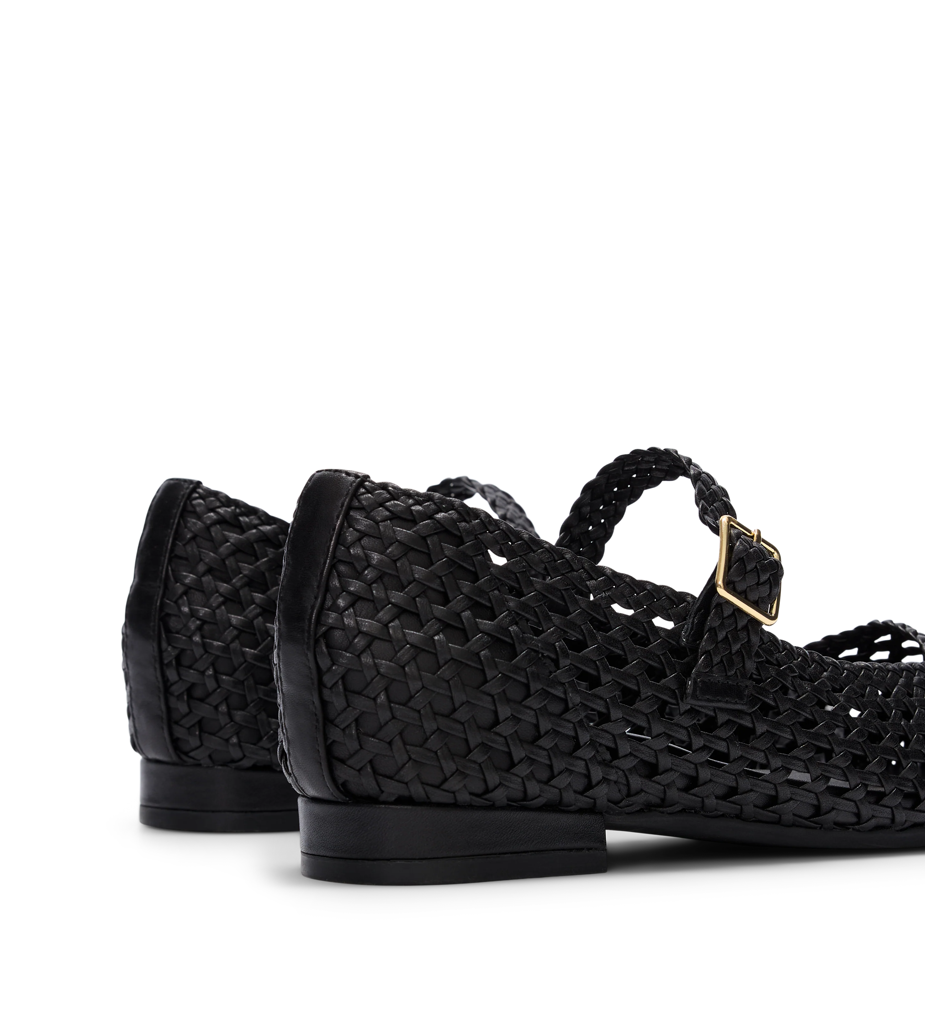 Whip Black Braided Leather Ballet Flats