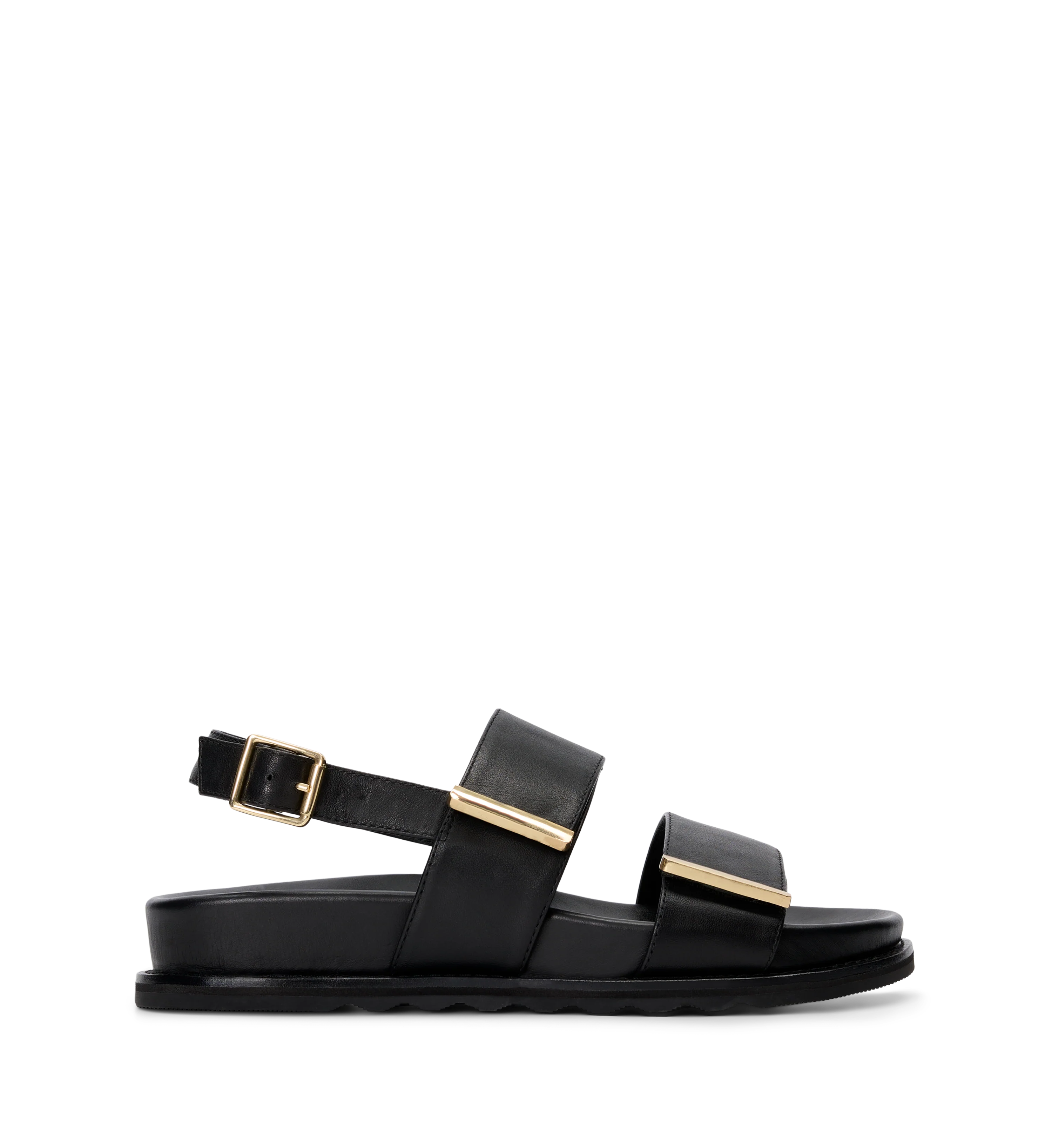 Goura Black Leather & Hardware Chunky Sandals