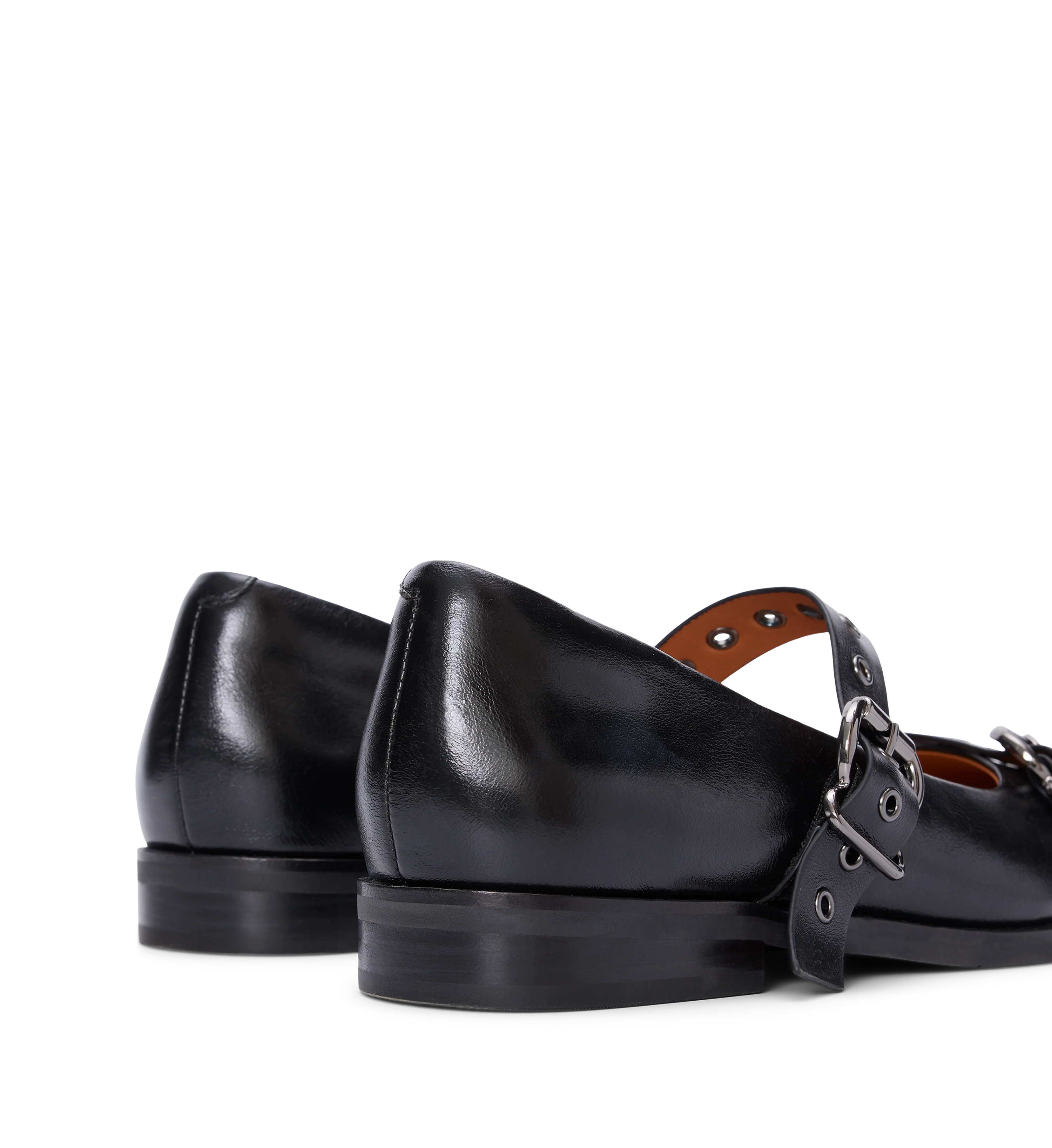 Rissa Black Leather & Hardware Flats