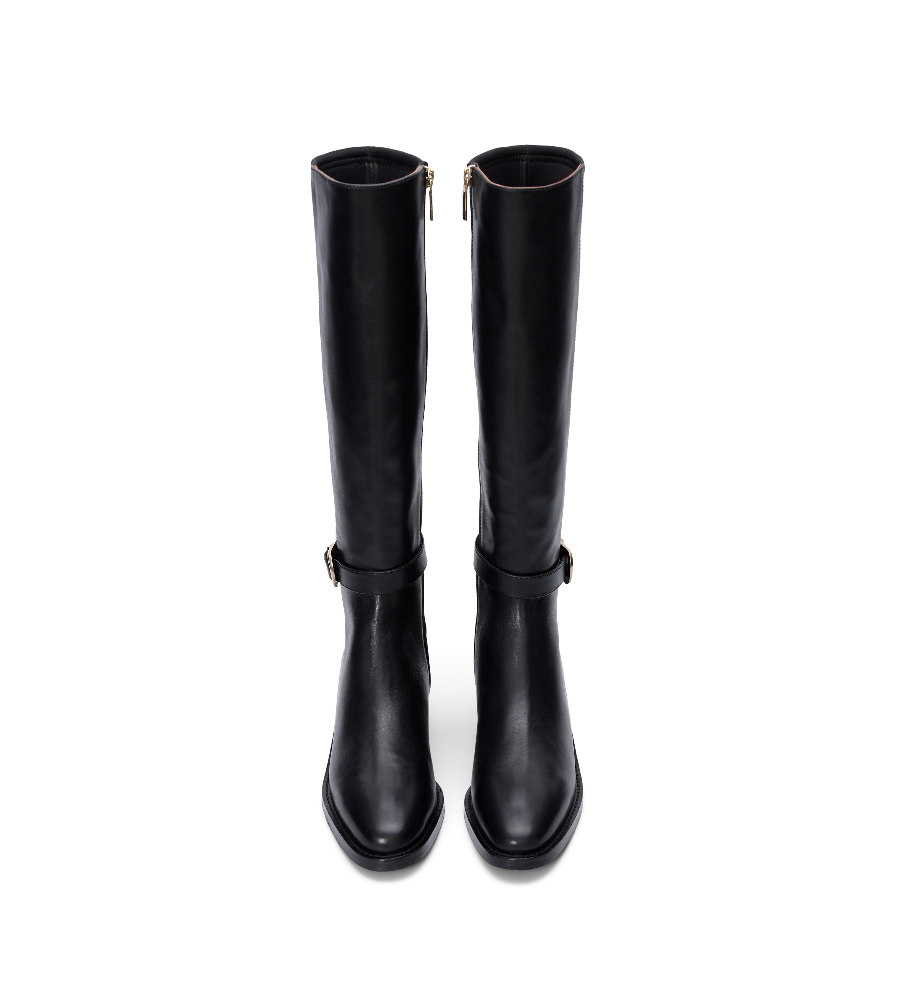 Vulture Black Leather & Neoprene Knee High Boots