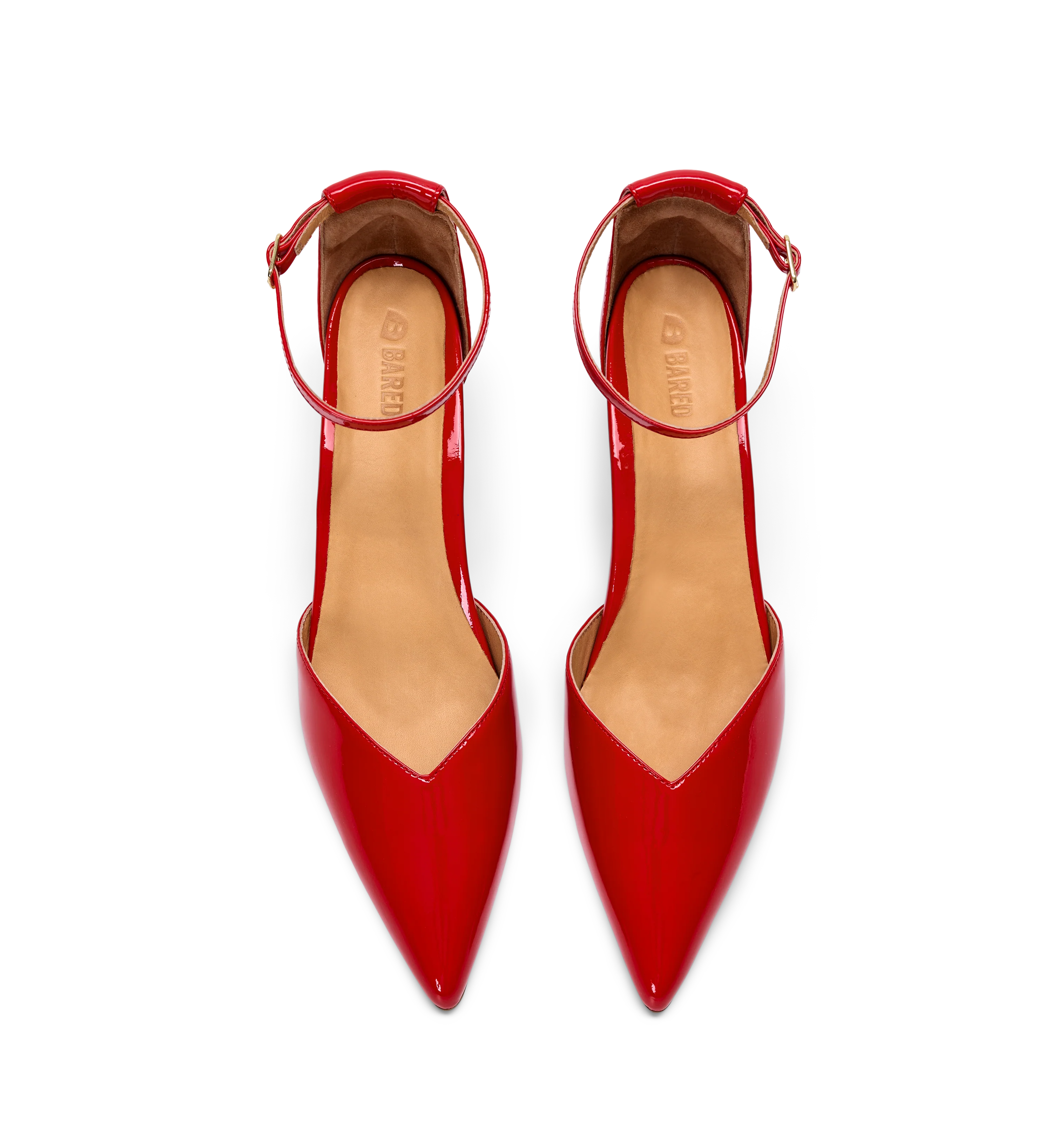 Lark Poppy Red Patent Leather Low Heels