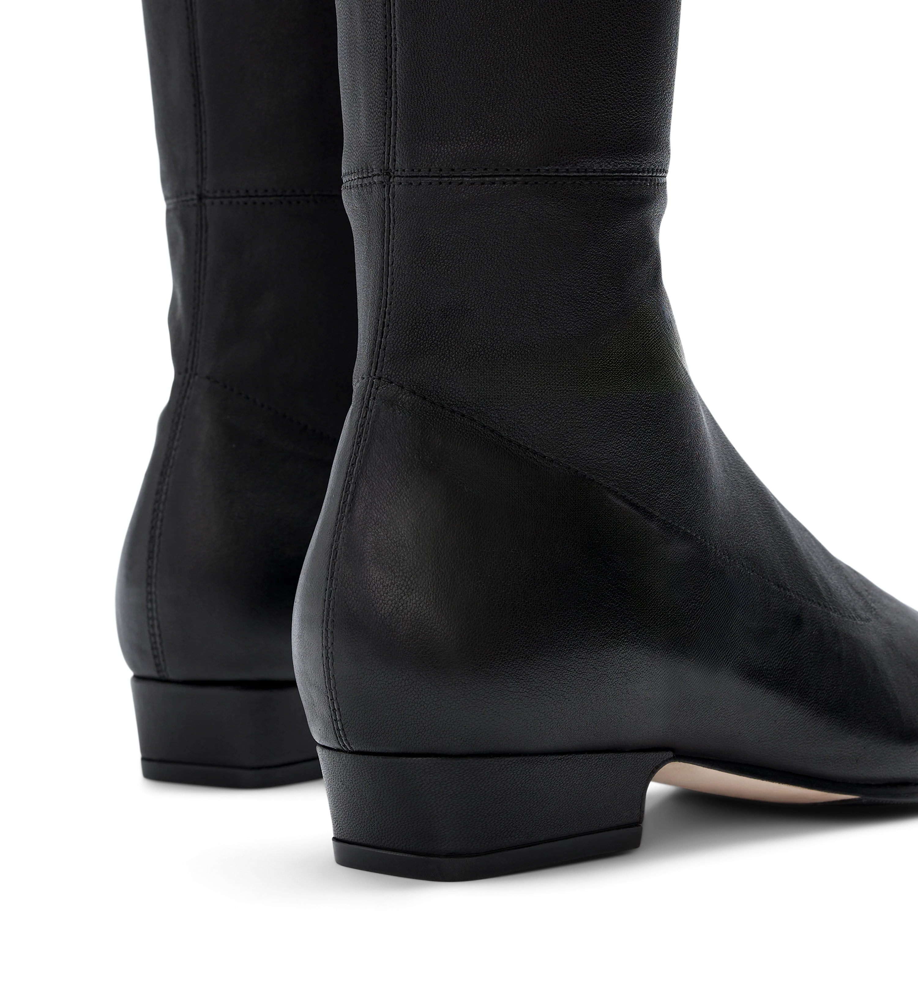 Remiz Black Stretch Leather Knee High Boots