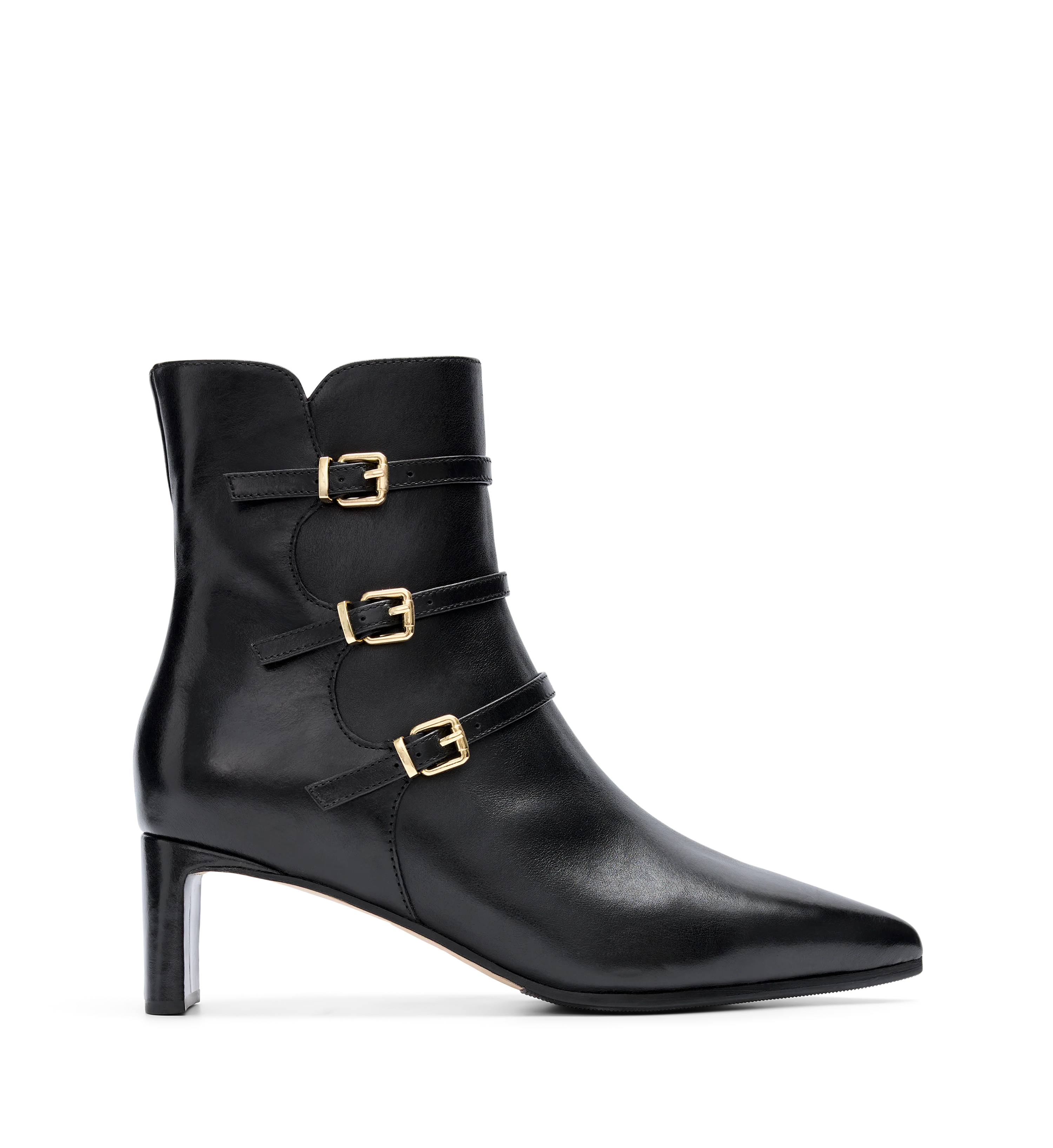 Thrasher Black Leather Heeled Boots