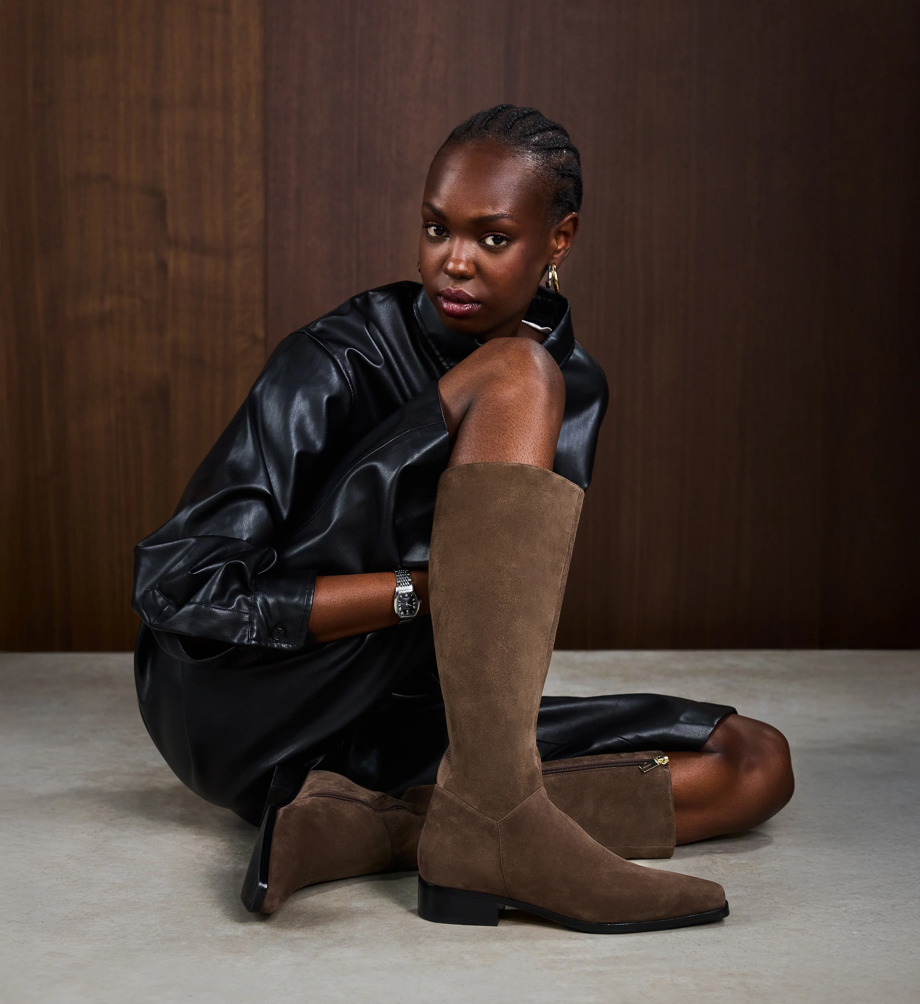 Sitta Mocha Brown Suede Knee High Boots