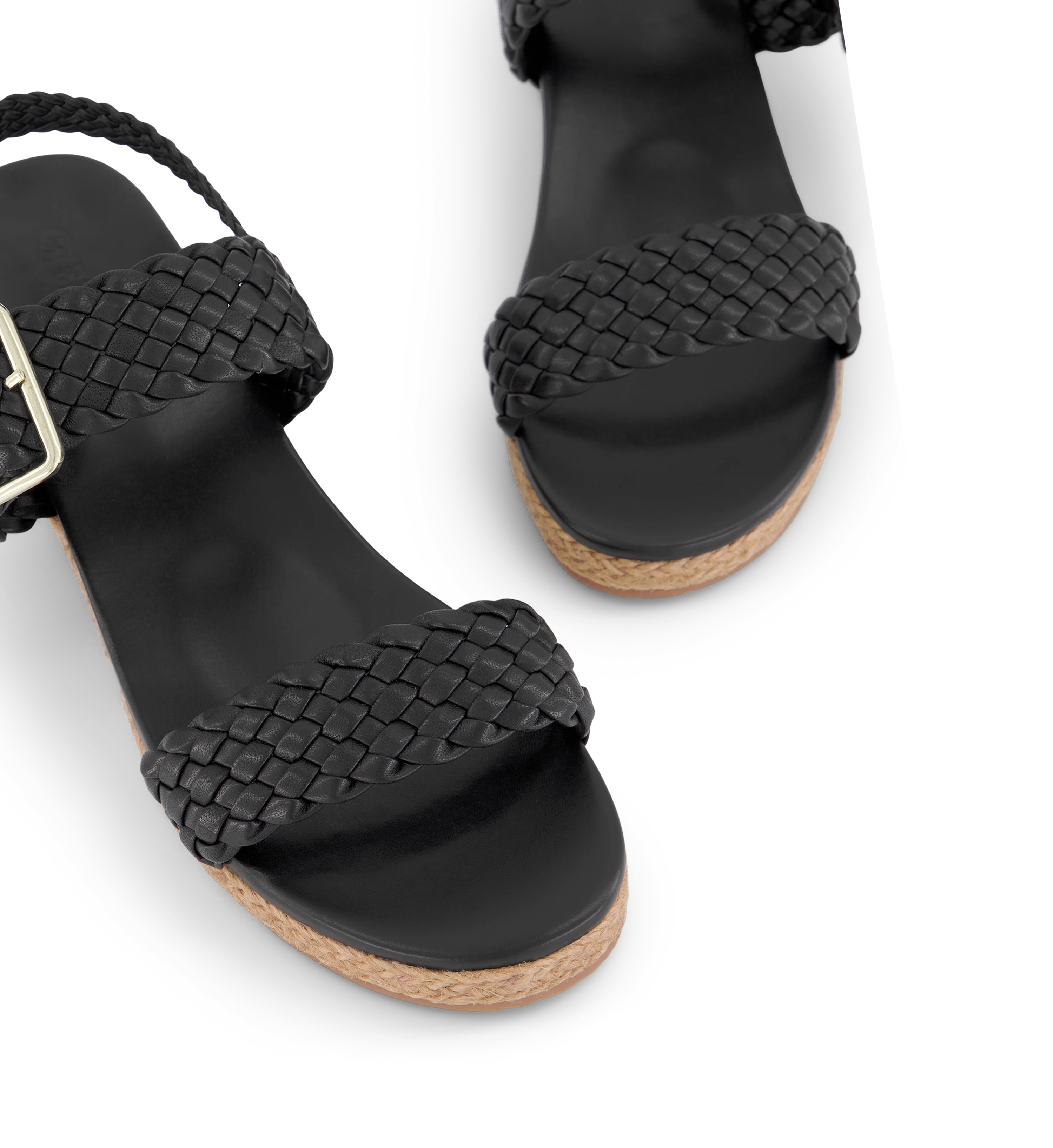 Gallito Black Leather Wedges