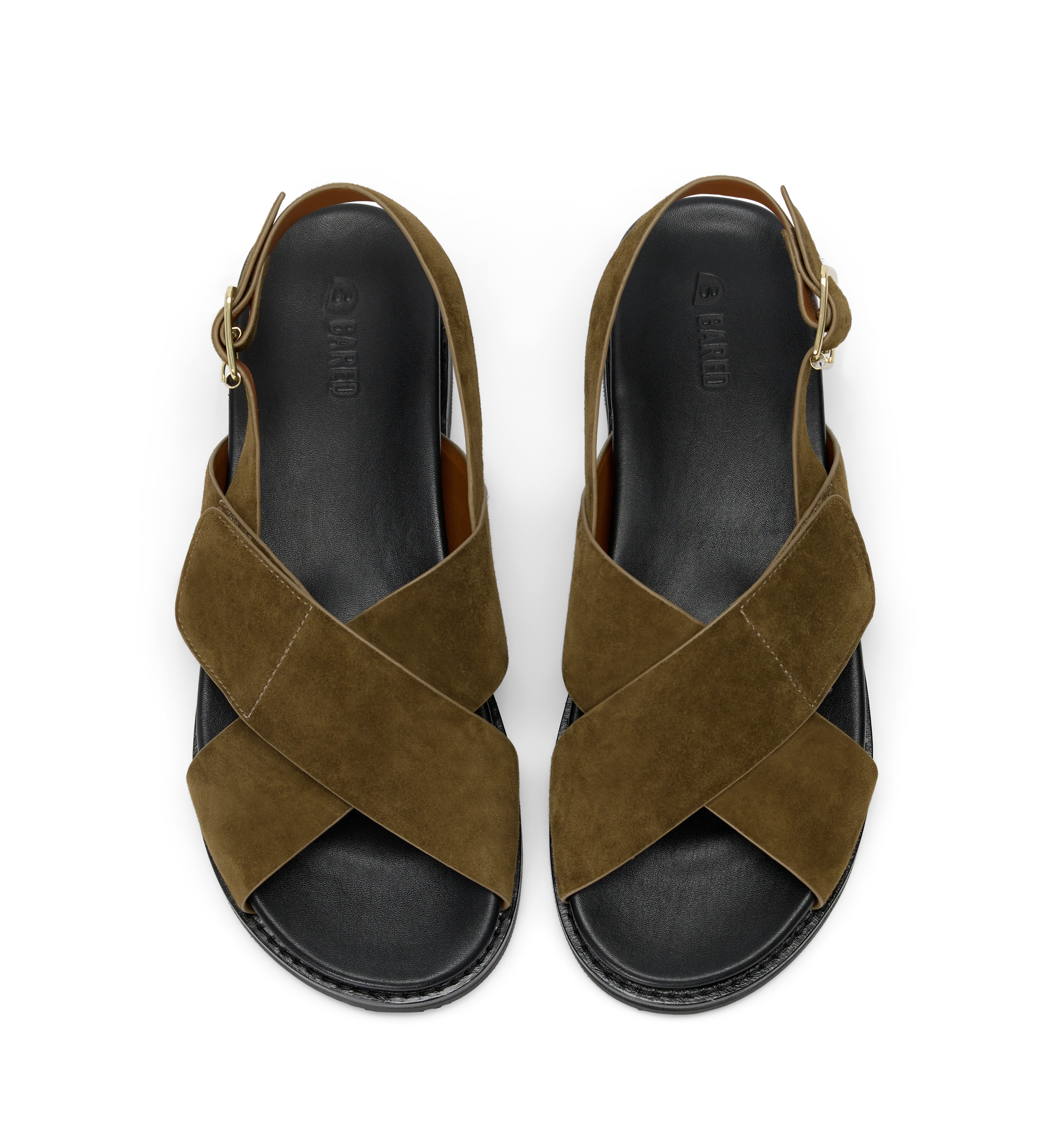 Lari Olive Green Suede Chunky Sandals