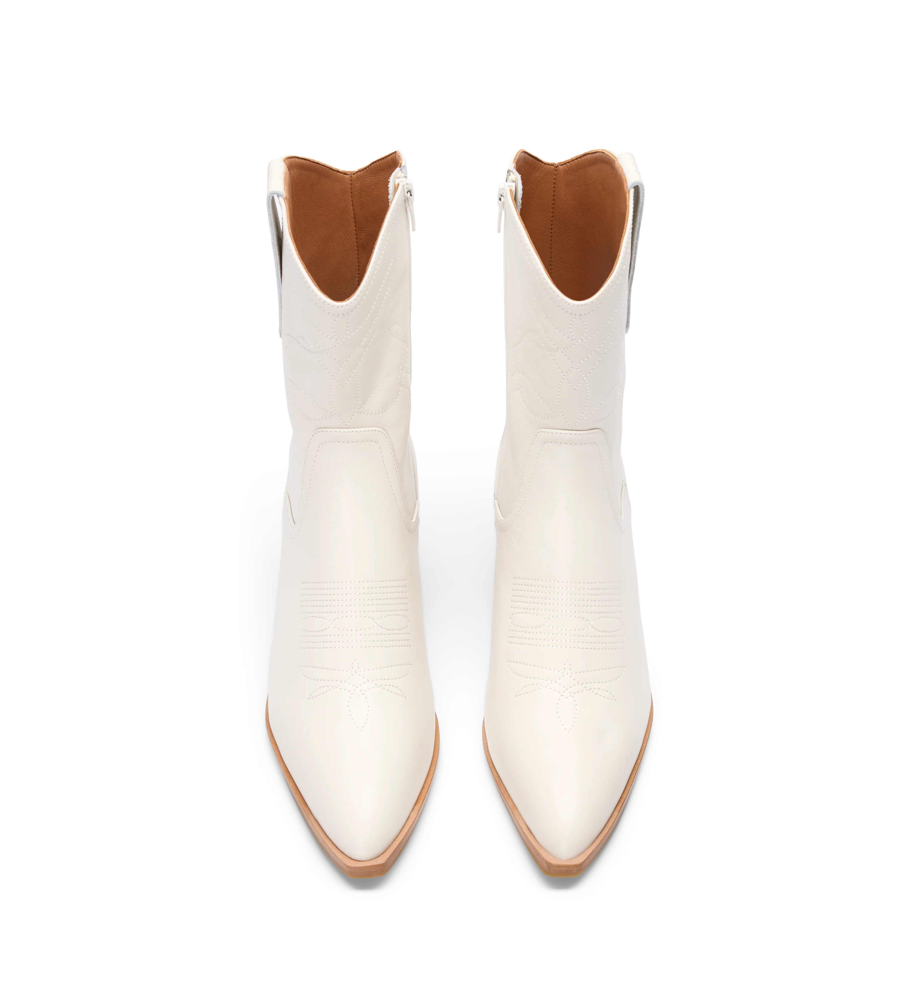 Strix Off White Leather Heeled Boots