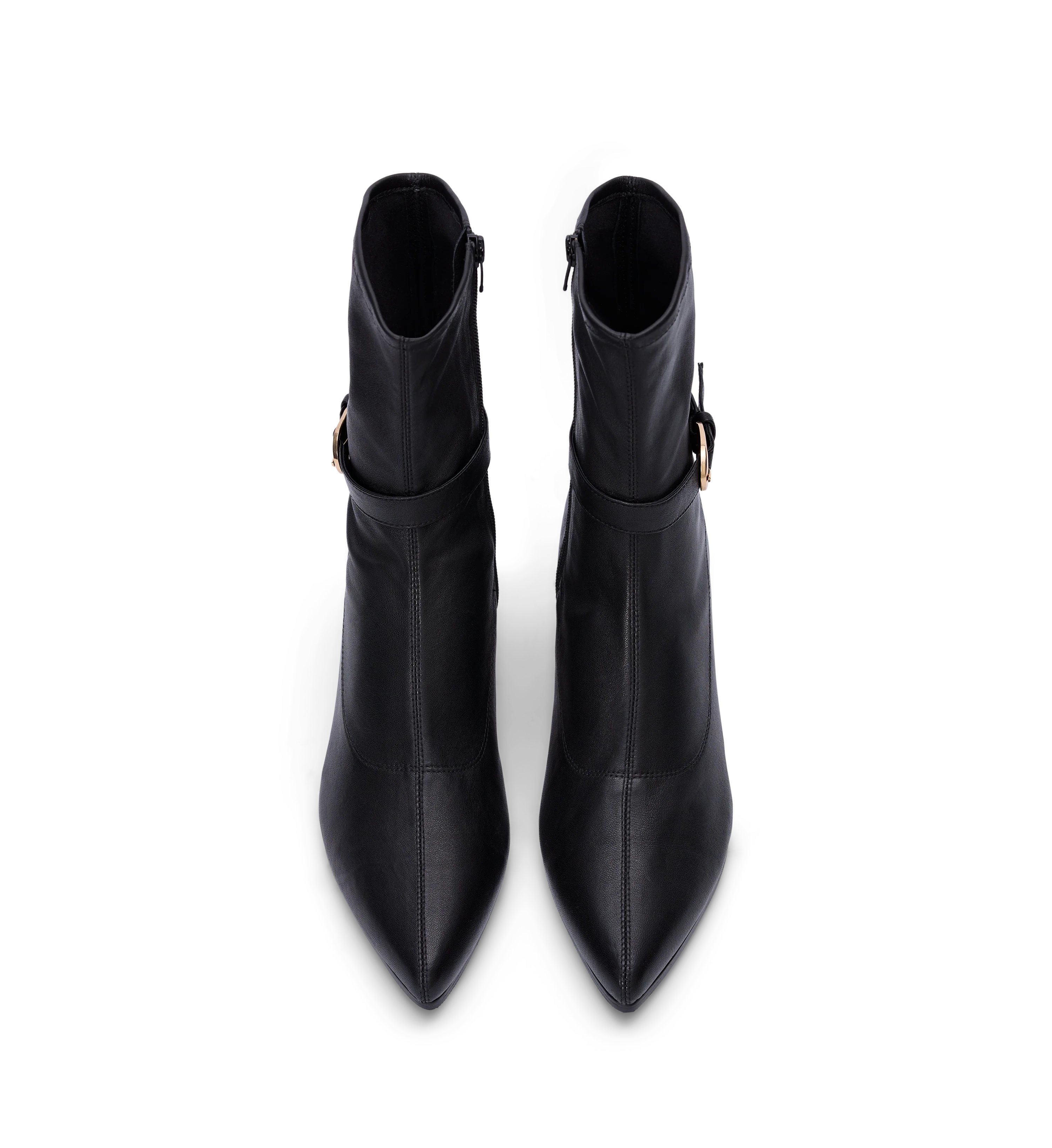 Trocaz Black Stretch Leather Heeled Boots