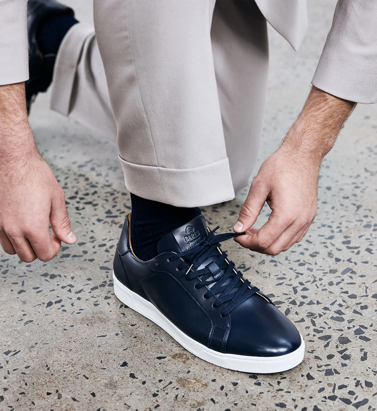 Bohrium Navy Leather Men's Sneakers