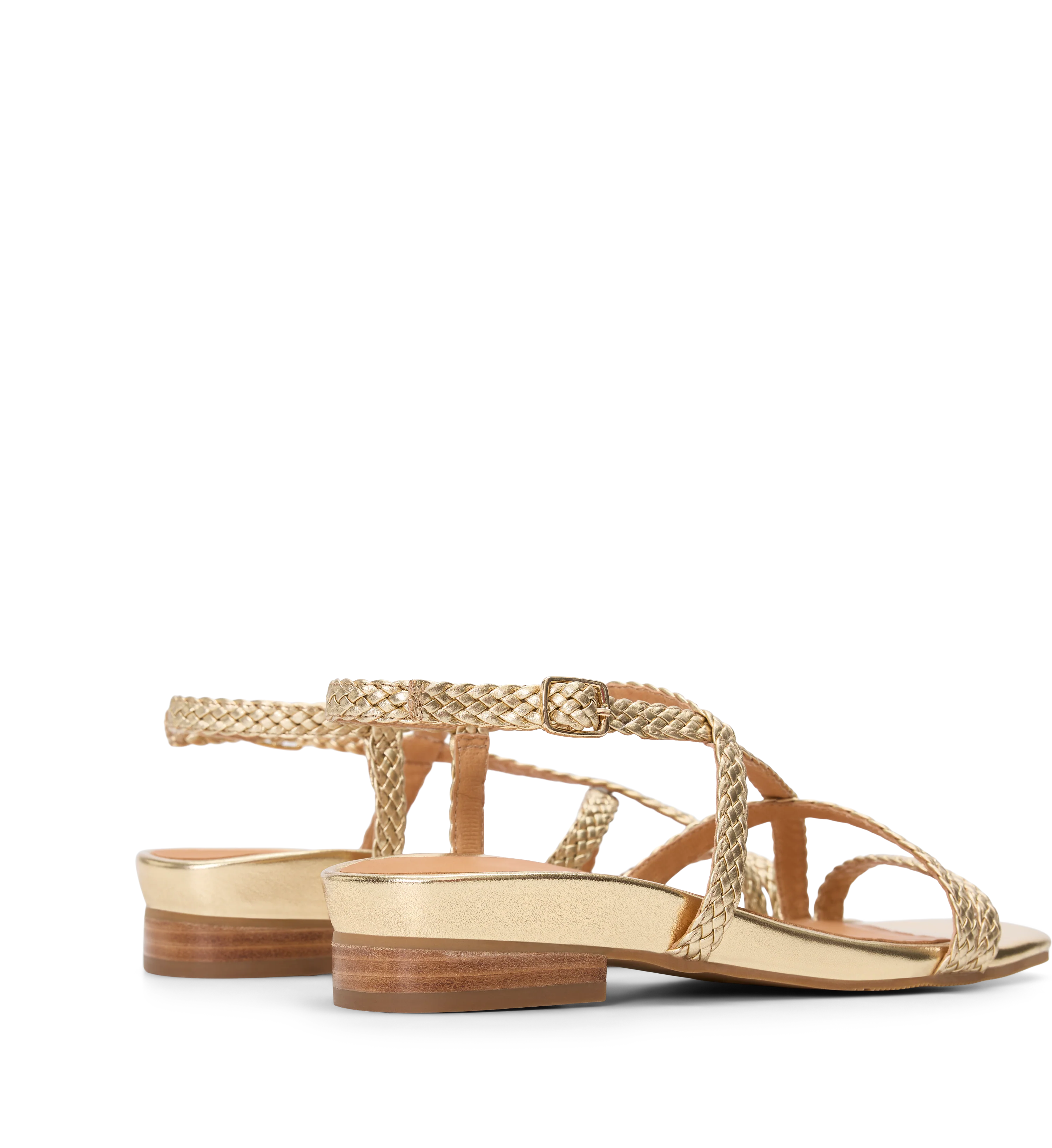 Wrentit Gold Woven Leather Sandals