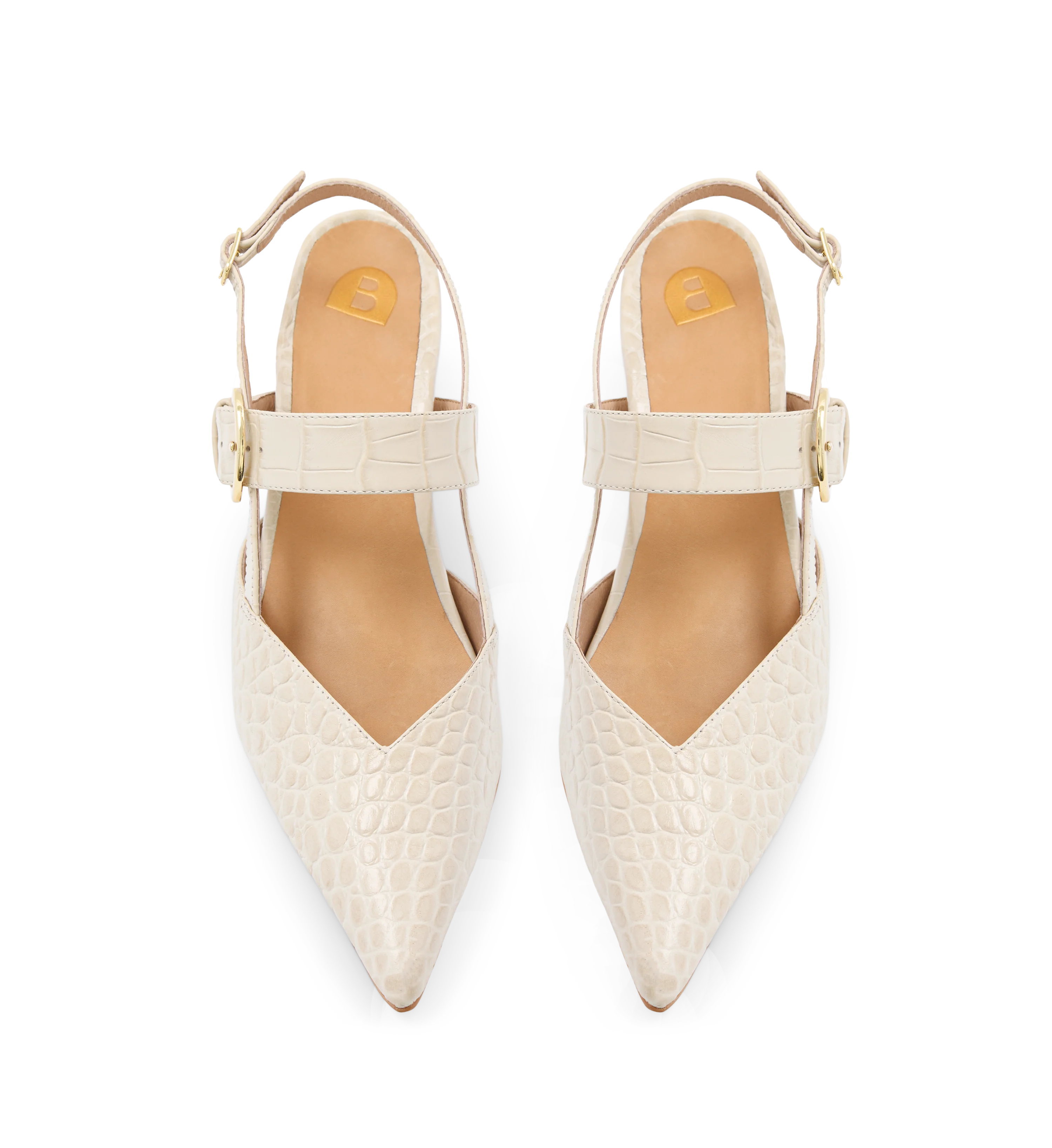 Lancebill Chai Croc Emboss Leather Low Heels