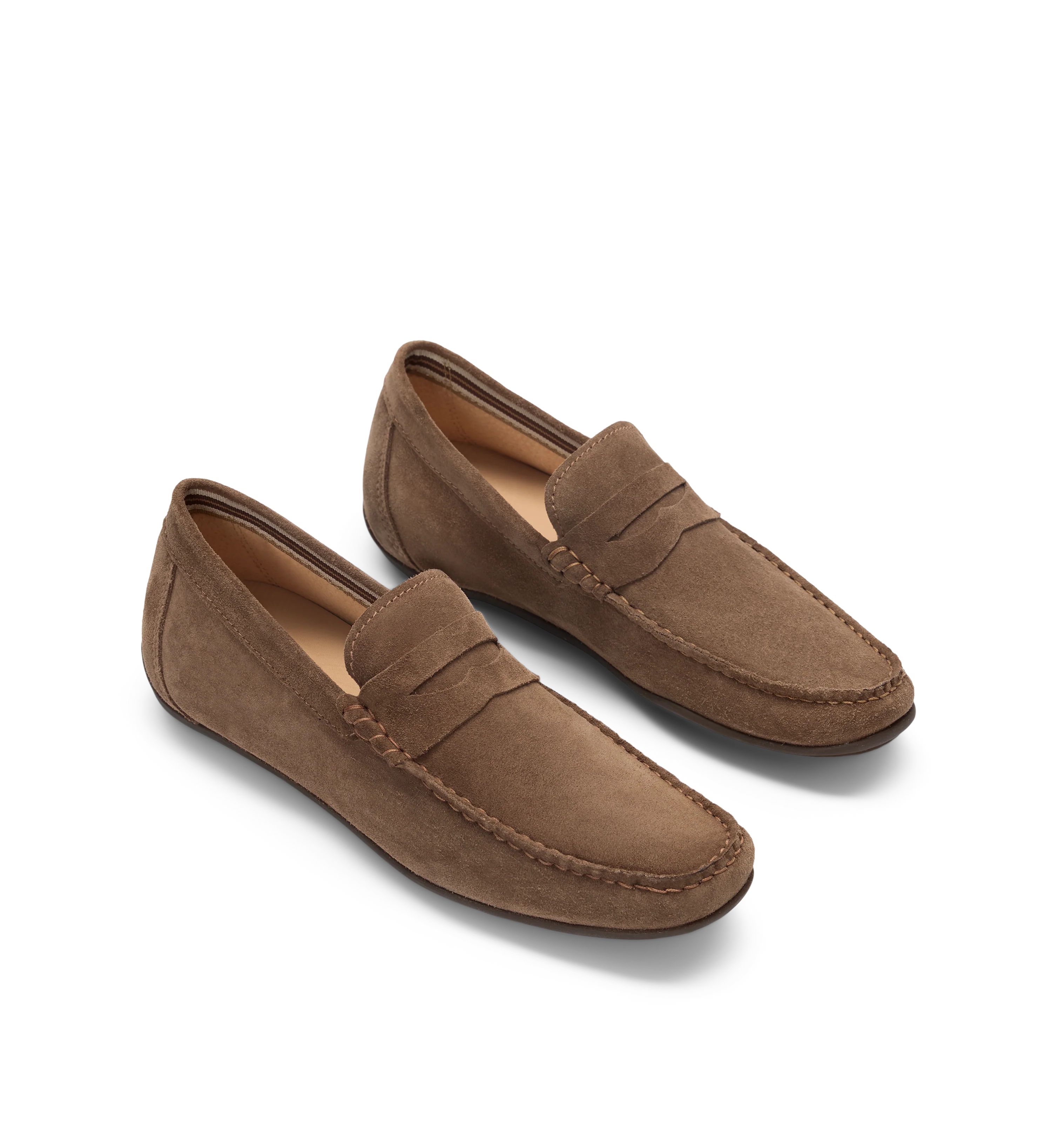 Neon Taupe Suede Loafers