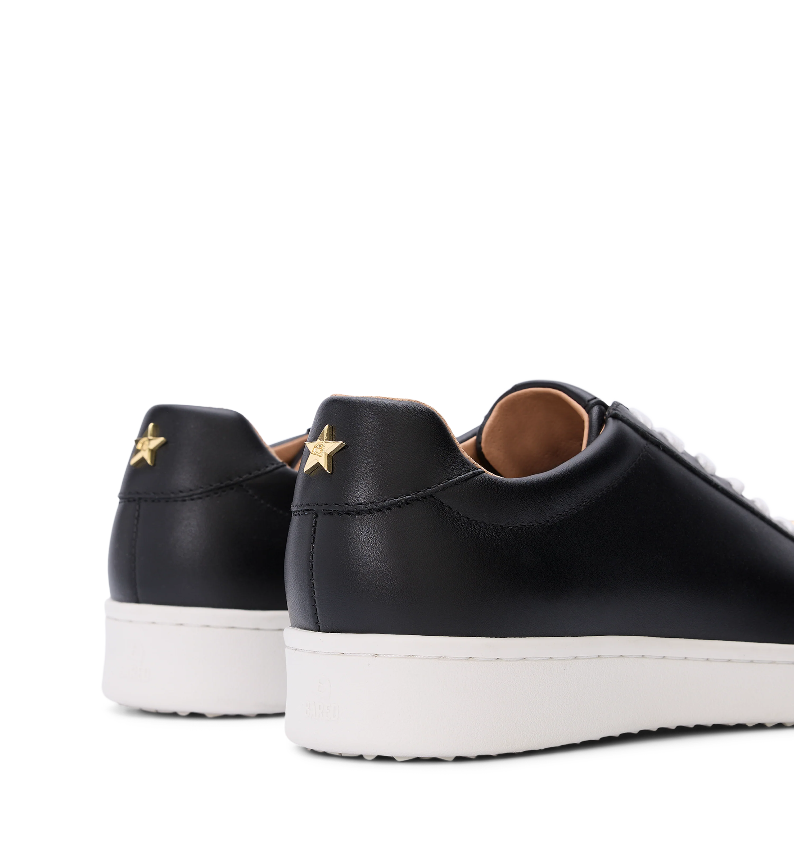 Whimbrel Black Leather & Gold Star Sneakers