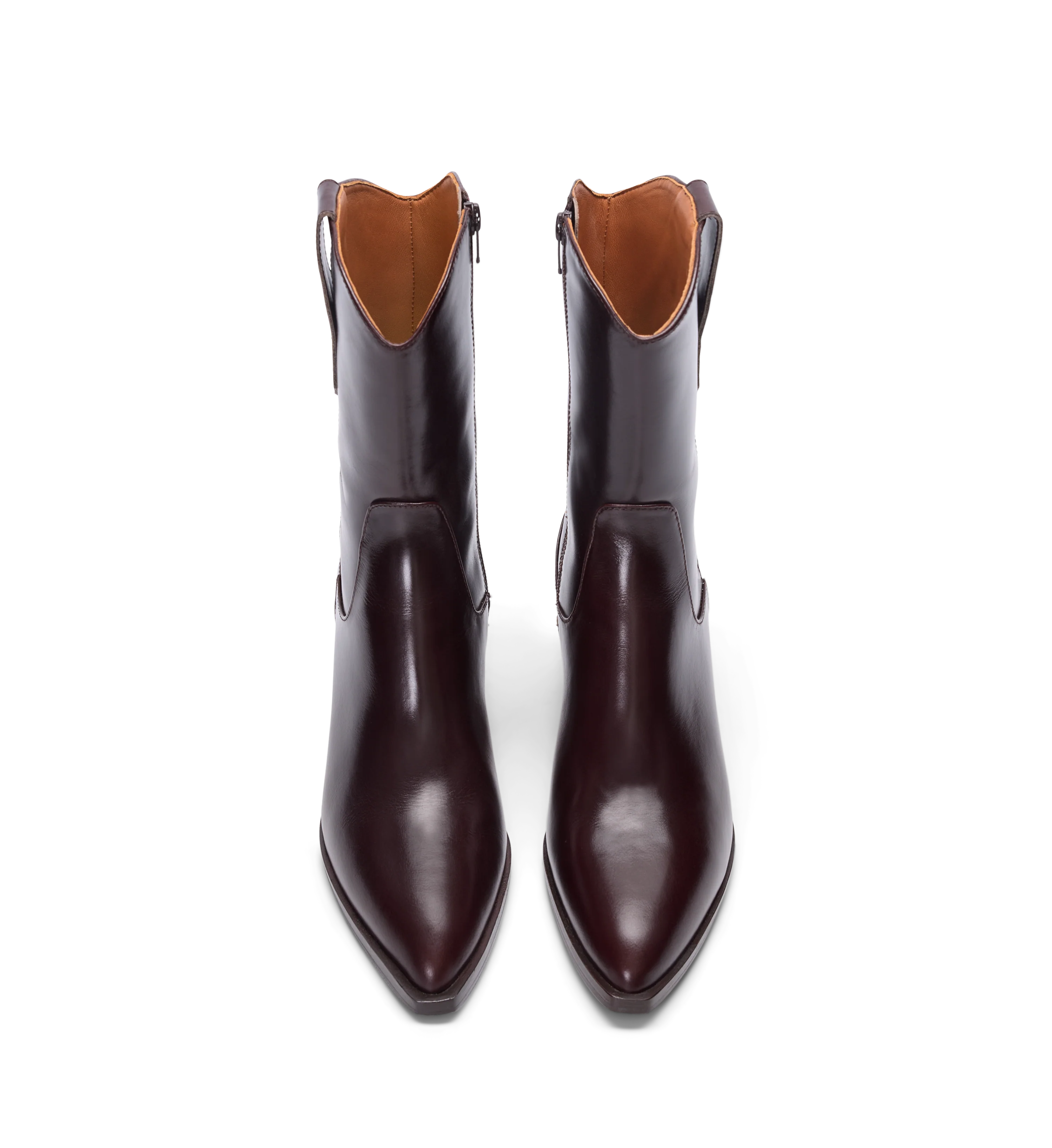 Strix Dark Oak Boxed Leather Heeled Boots