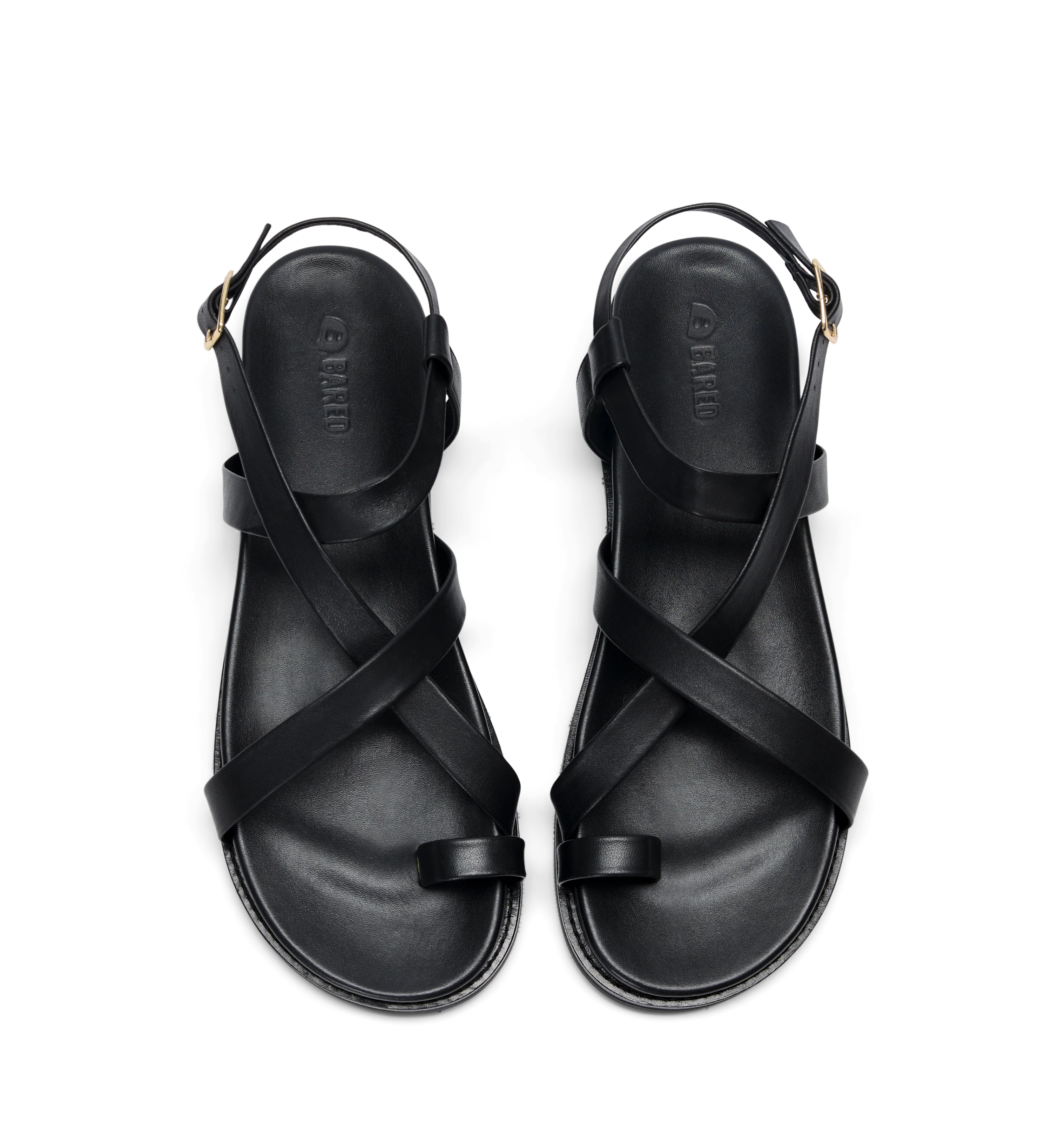 Nicator Black Leather Chunky Sandals