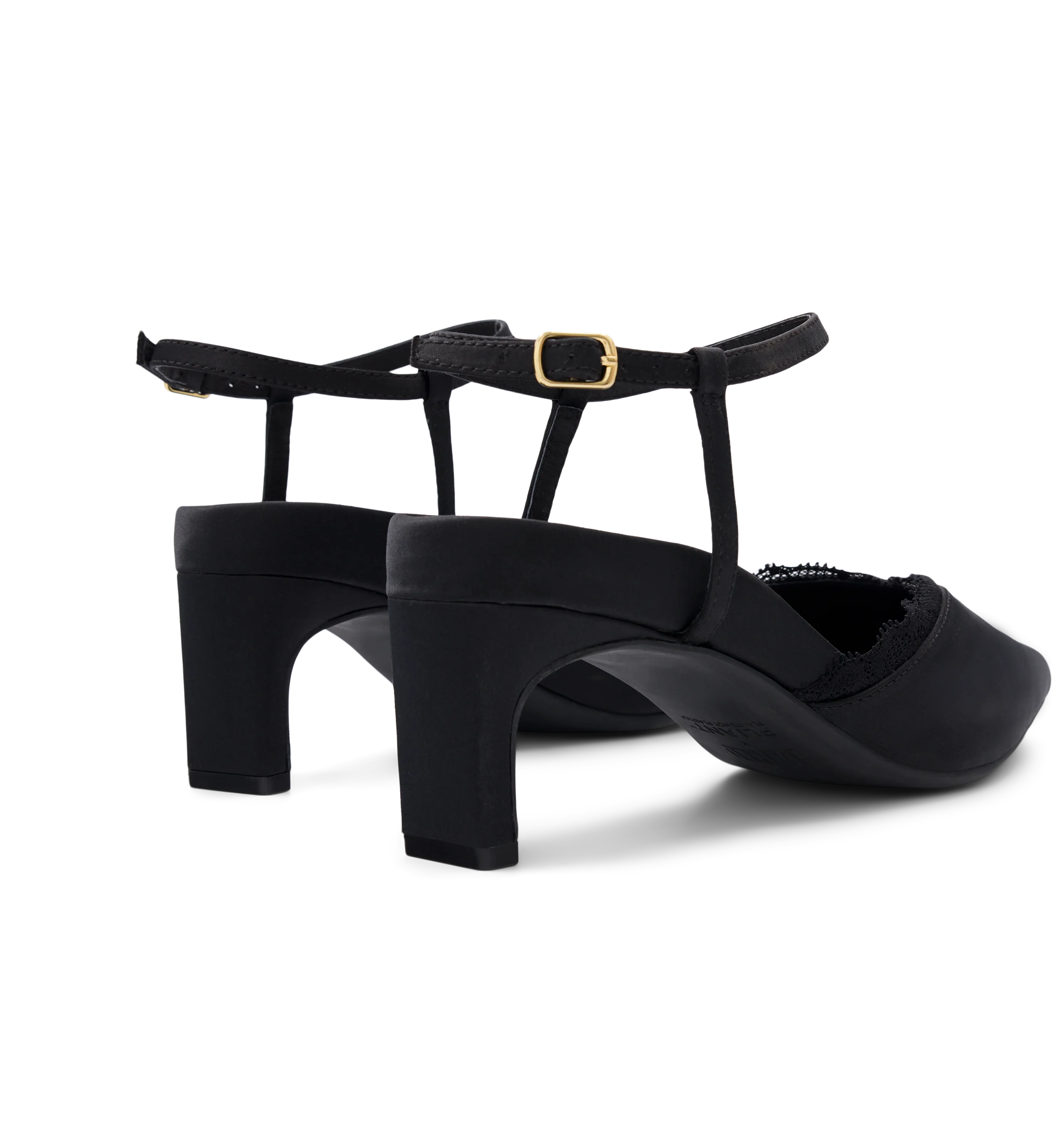 Whinchat Black Satin Low Heels