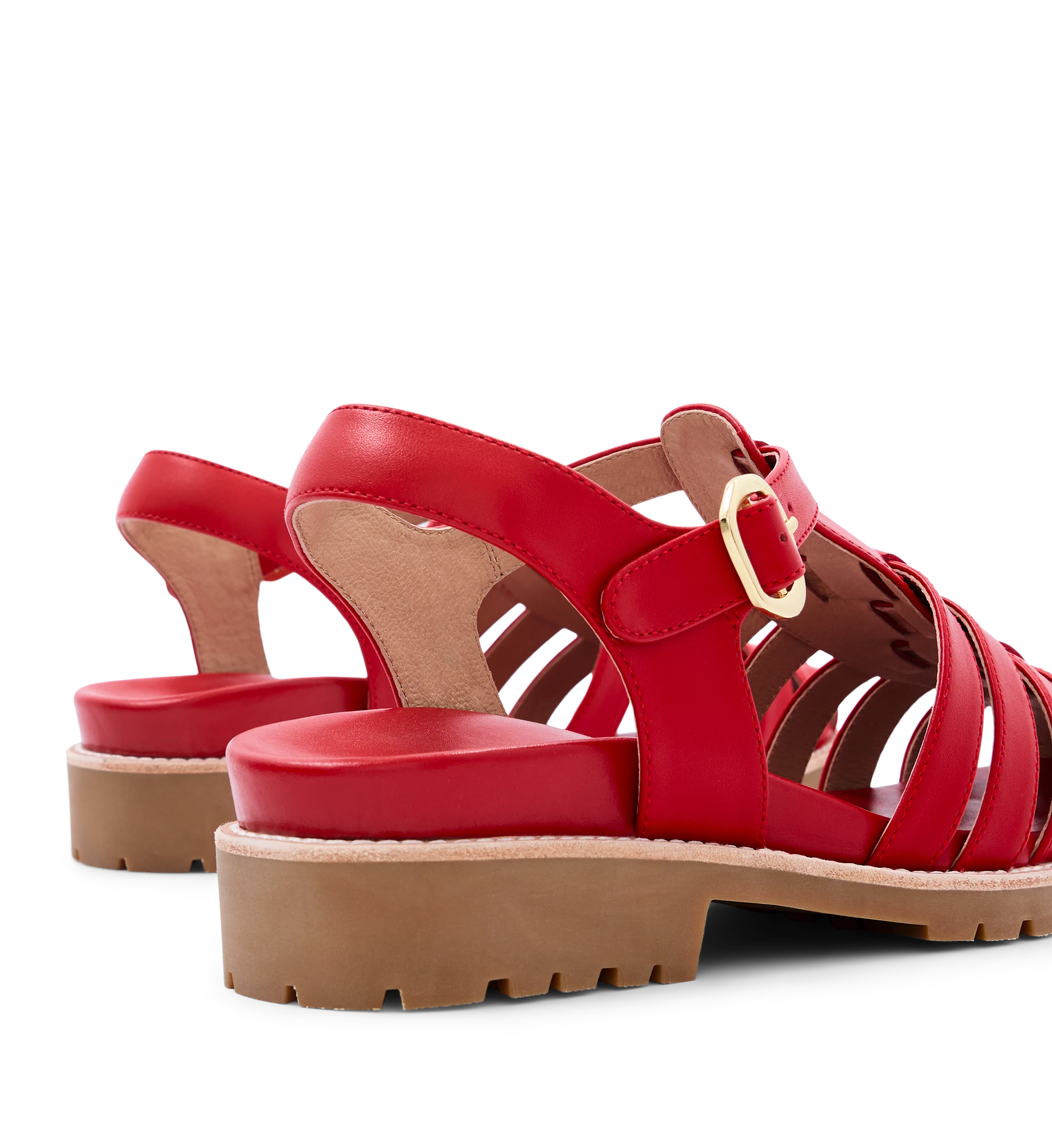 Bittern Lipstick Red Leather Chunky Sandals