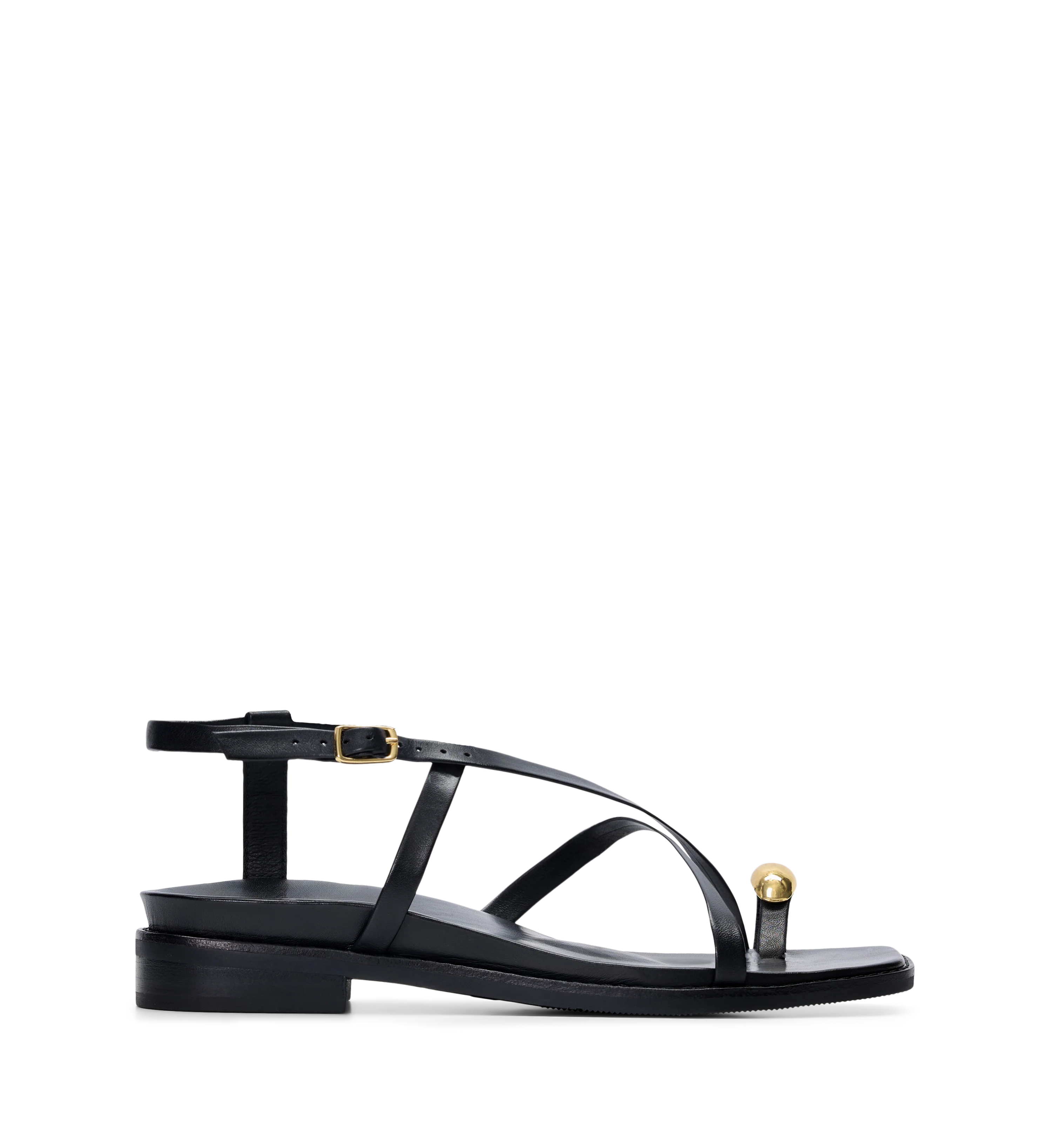 Syma Black Leather & Hardware Sandals