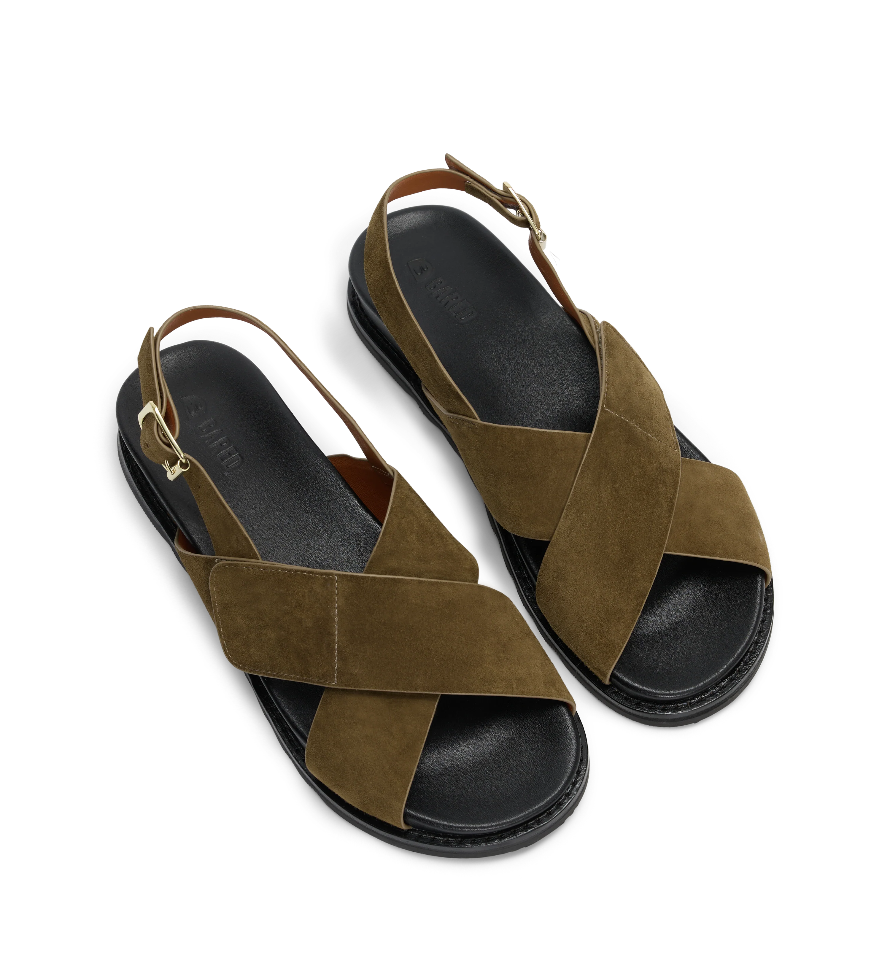 Lari Olive Green Suede Chunky Sandals