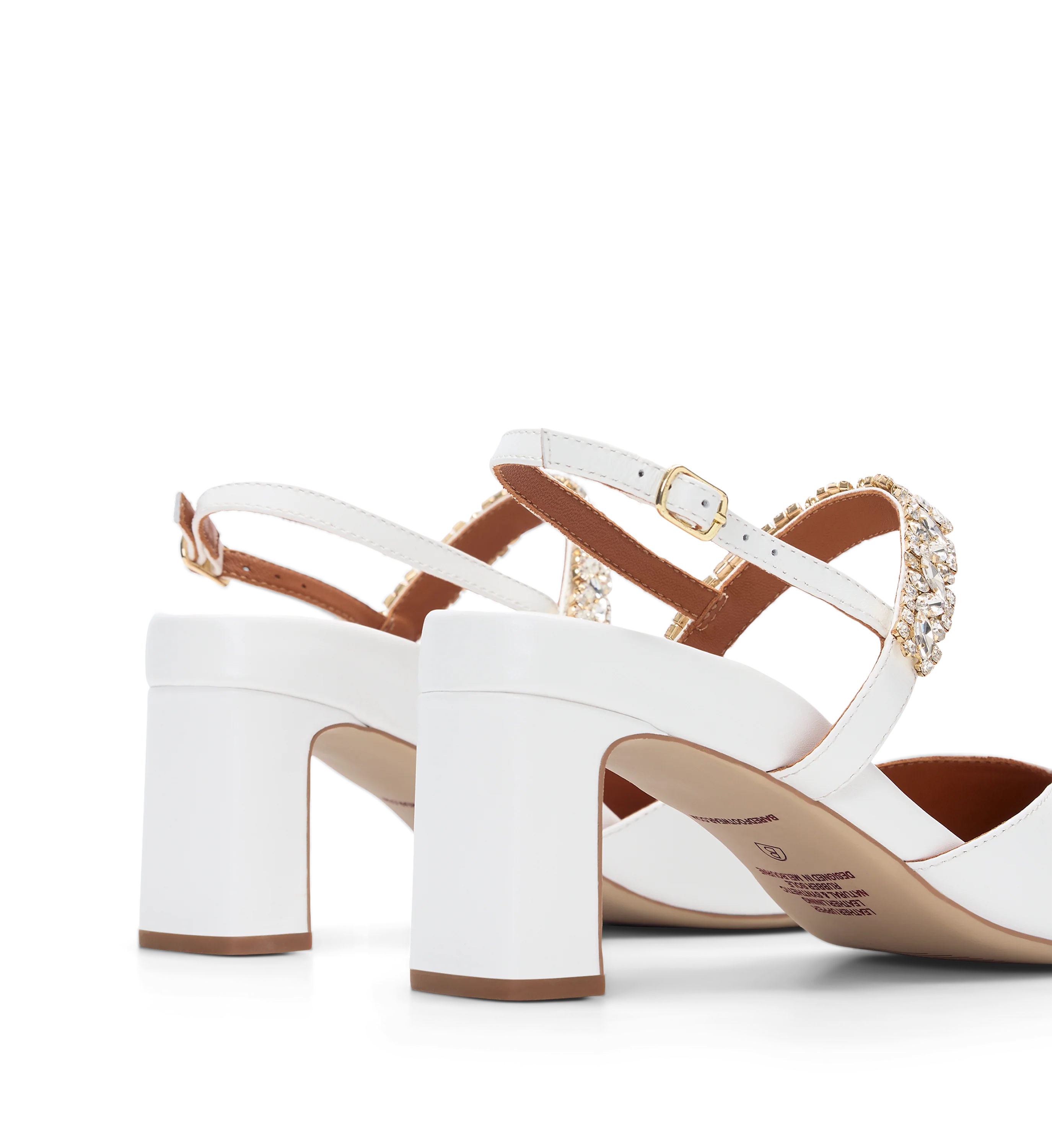 Snowfinch White Leather & Hardware Low Heels