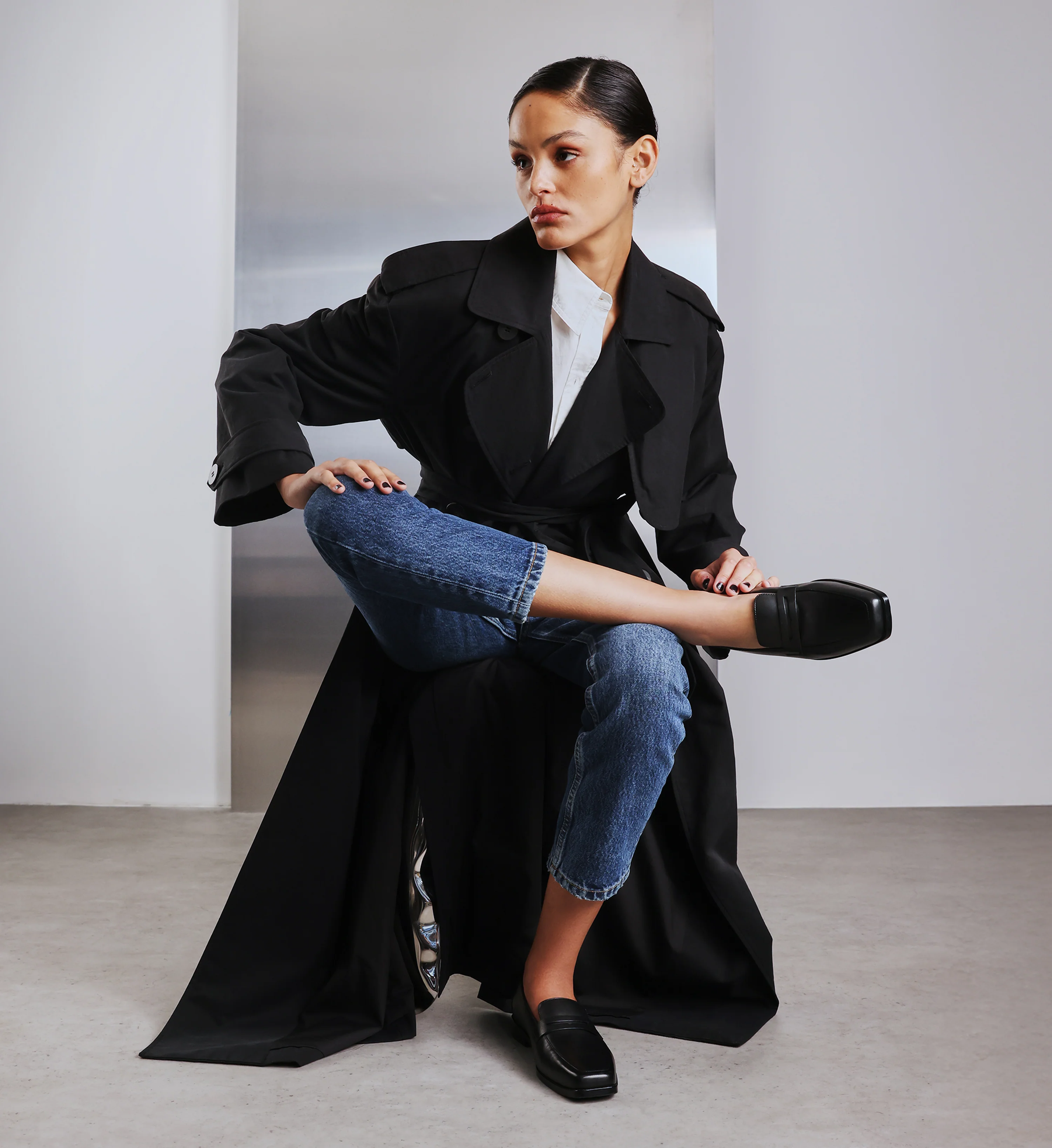 Piha Black Leather Loafers