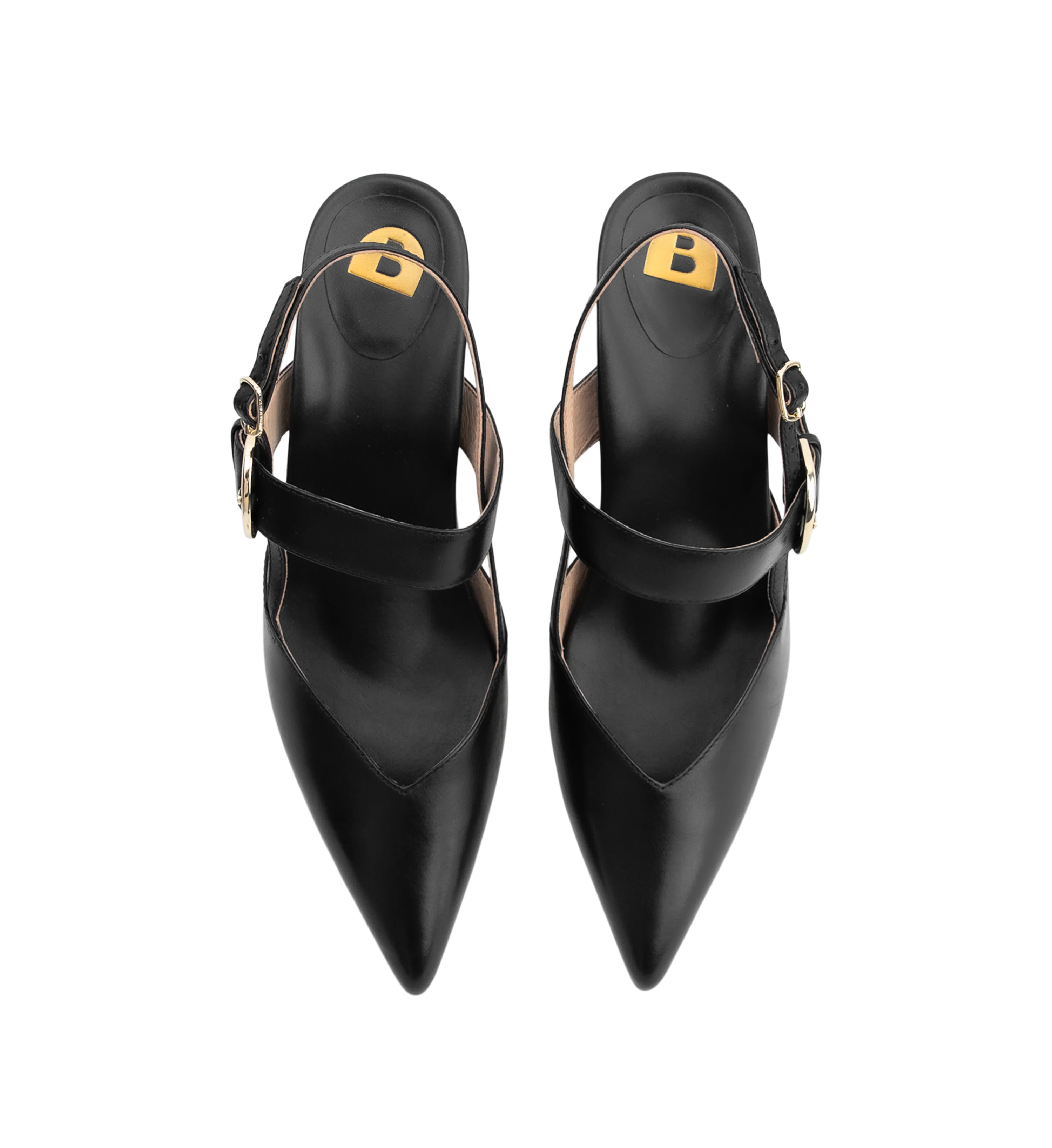Lancebill Black Leather Low Heels