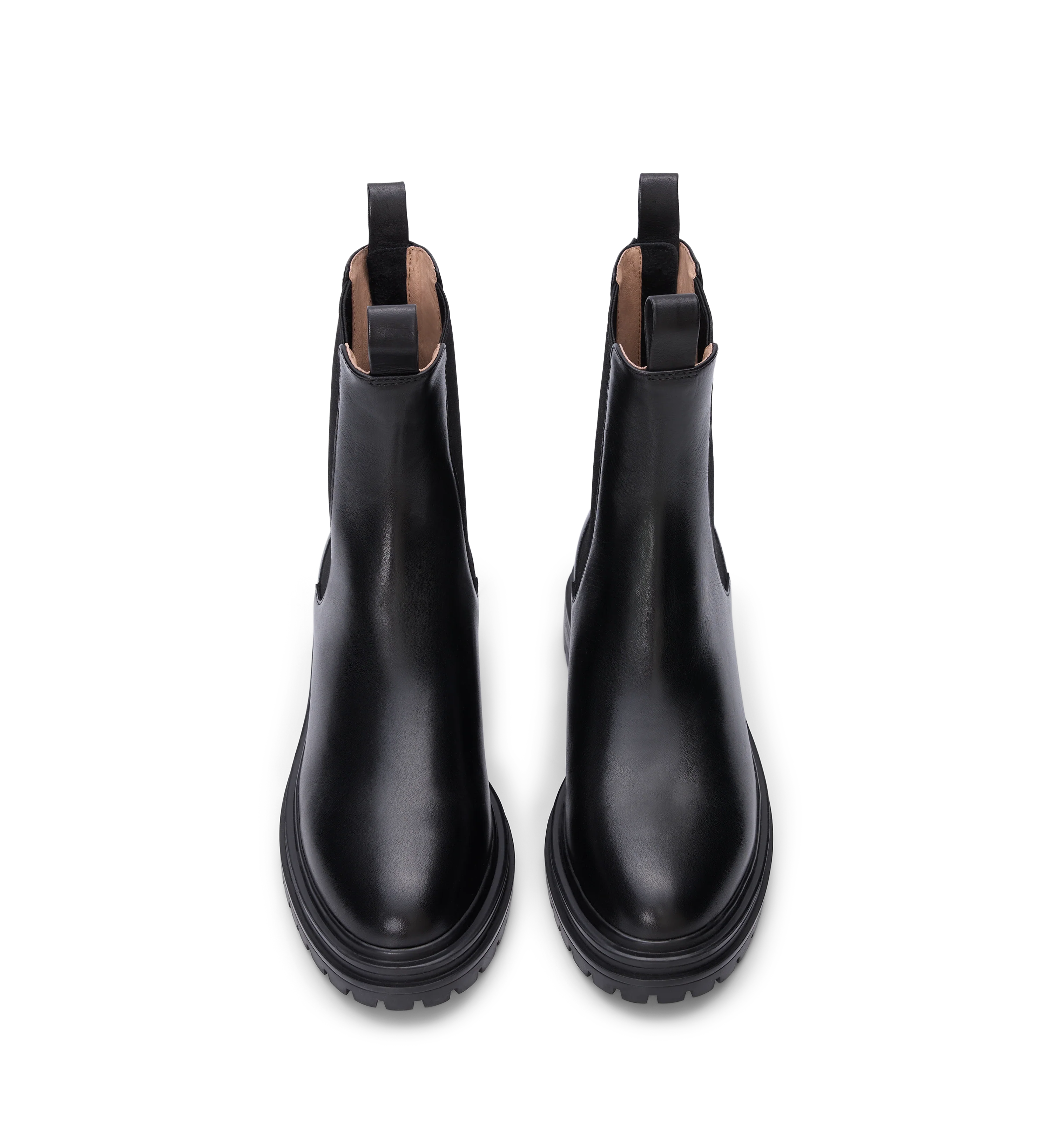 Peltops Black Leather Flat Boots