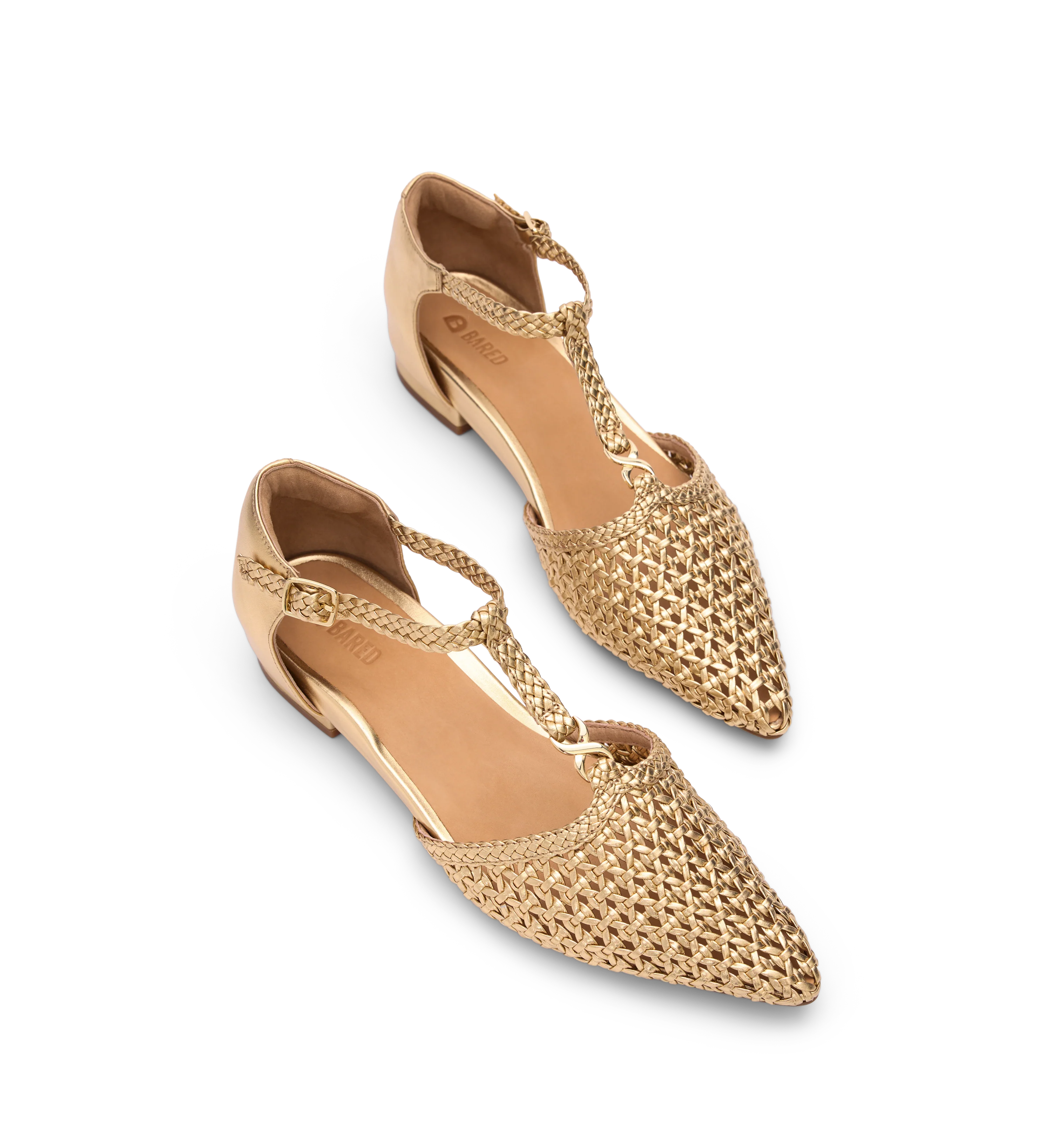 Avocet Gold Woven Leather & Hardware Flats