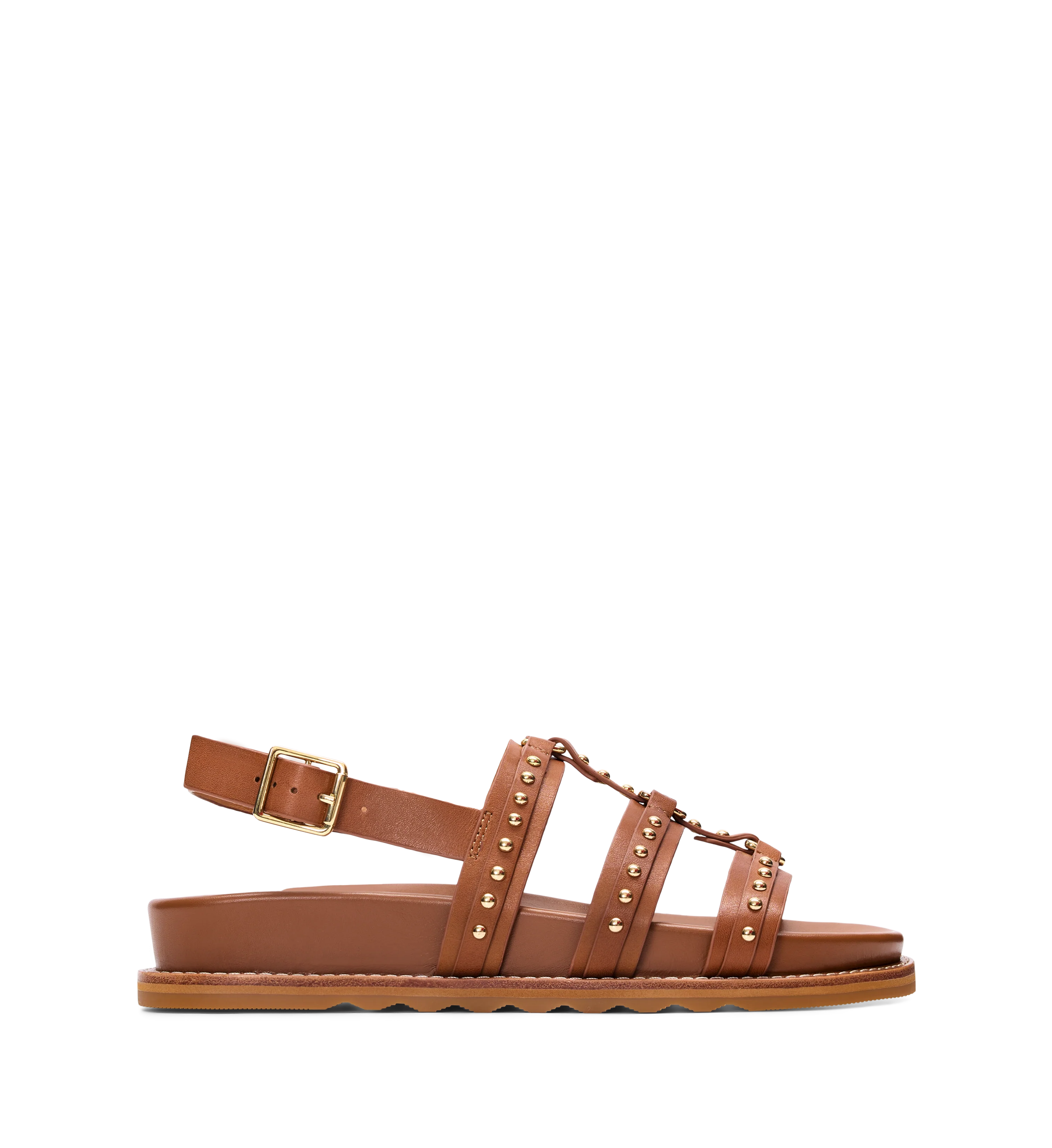 Athene Tan Leather & Hardware Chunky Sandals