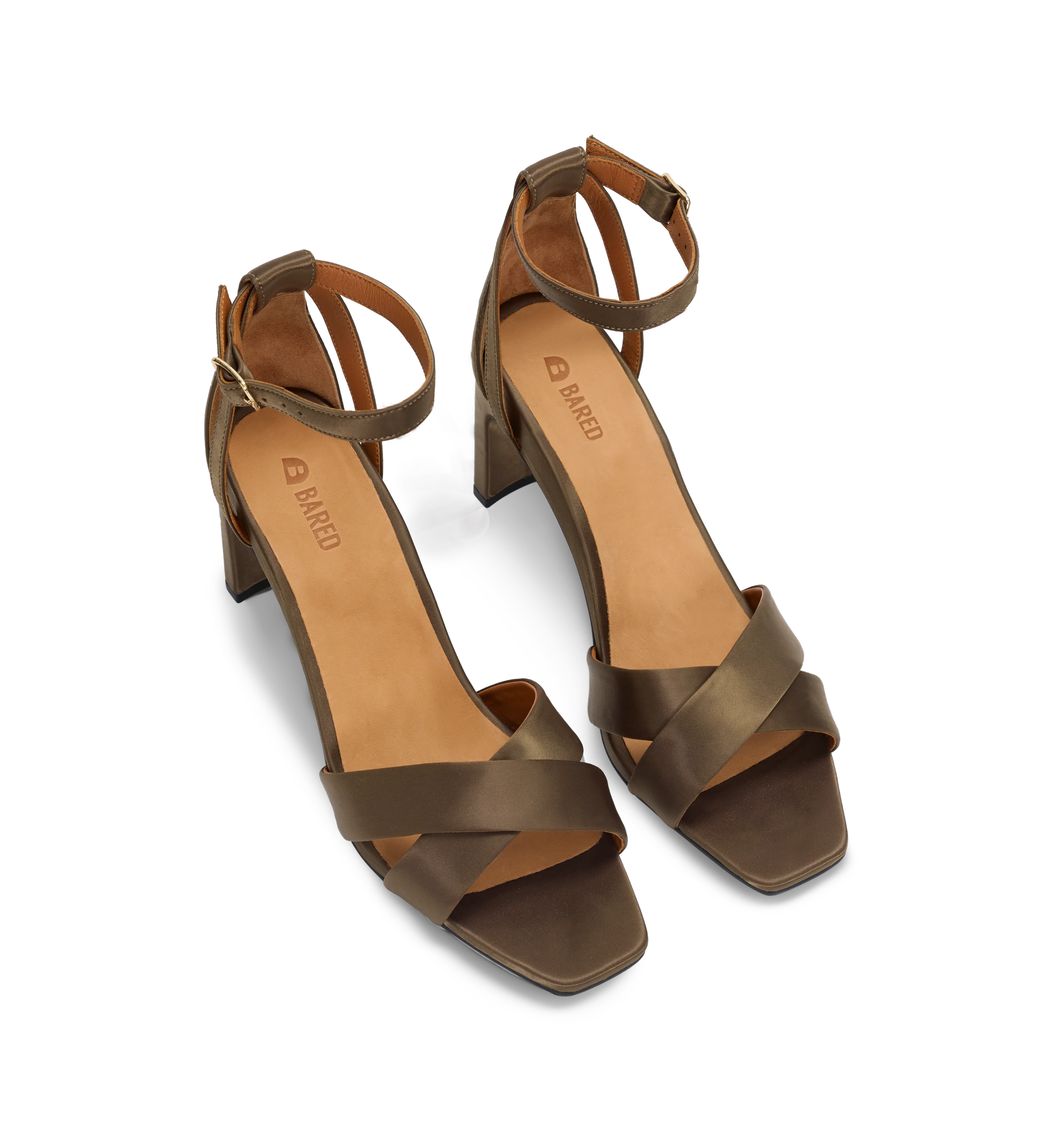 Nuthatch Olive Green Satin High Heels