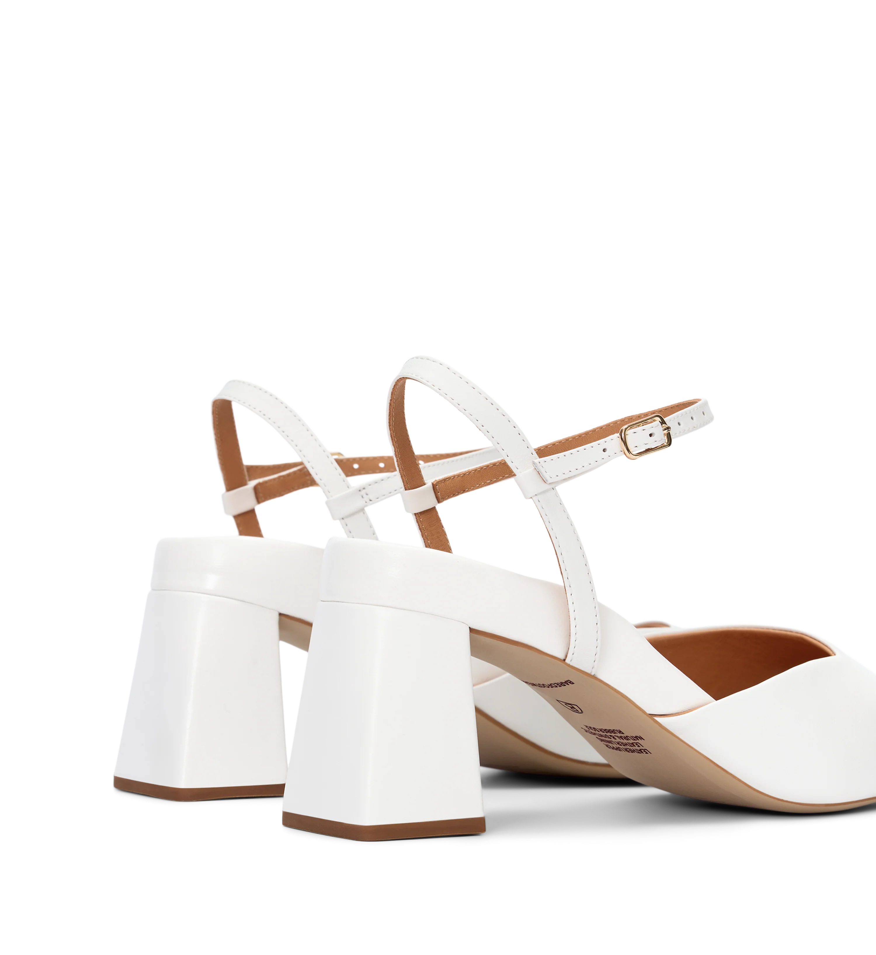 Calandra White Leather Closed Toe Heels