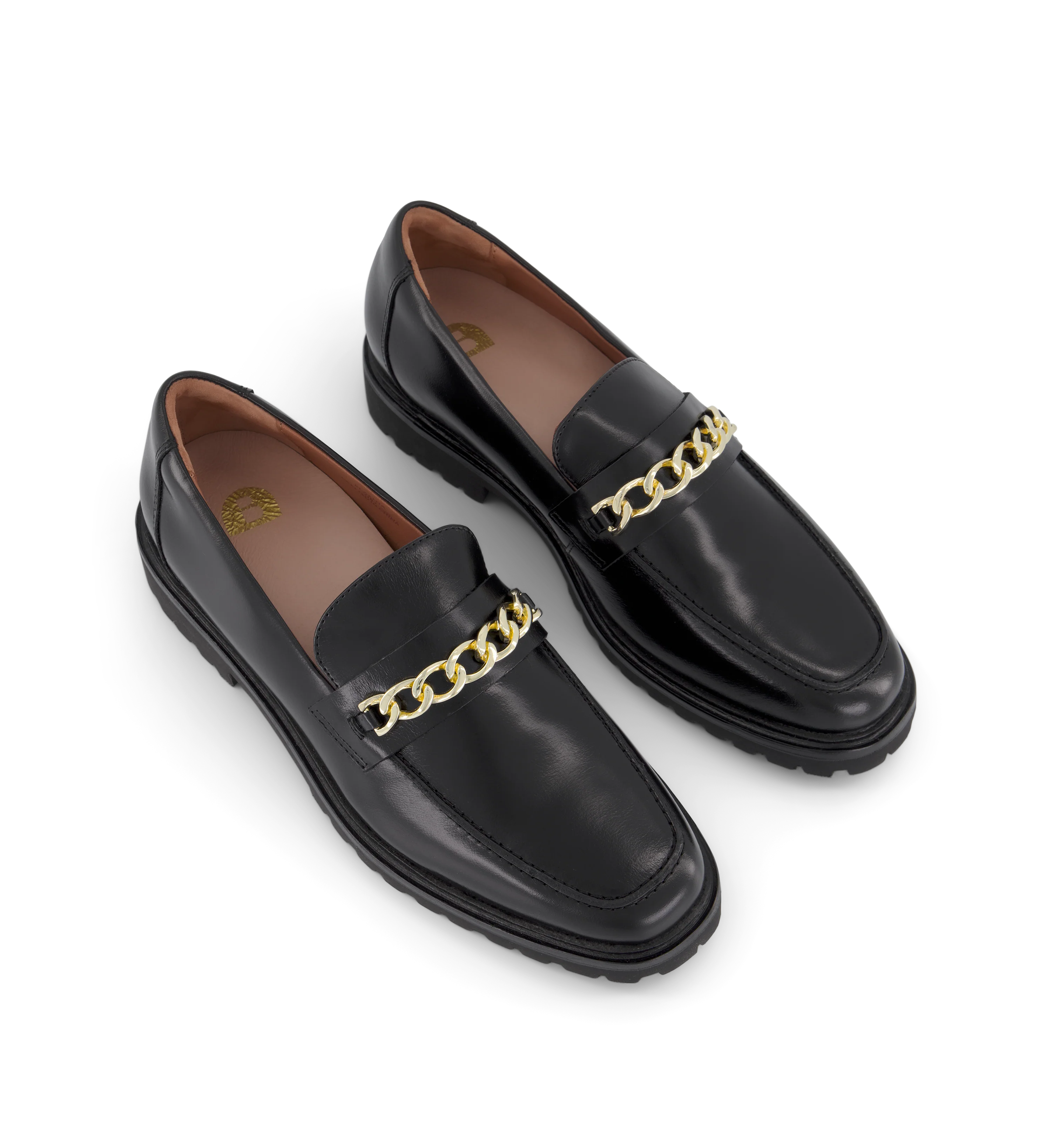 Elaenia Black Leather & Hardware Loafers