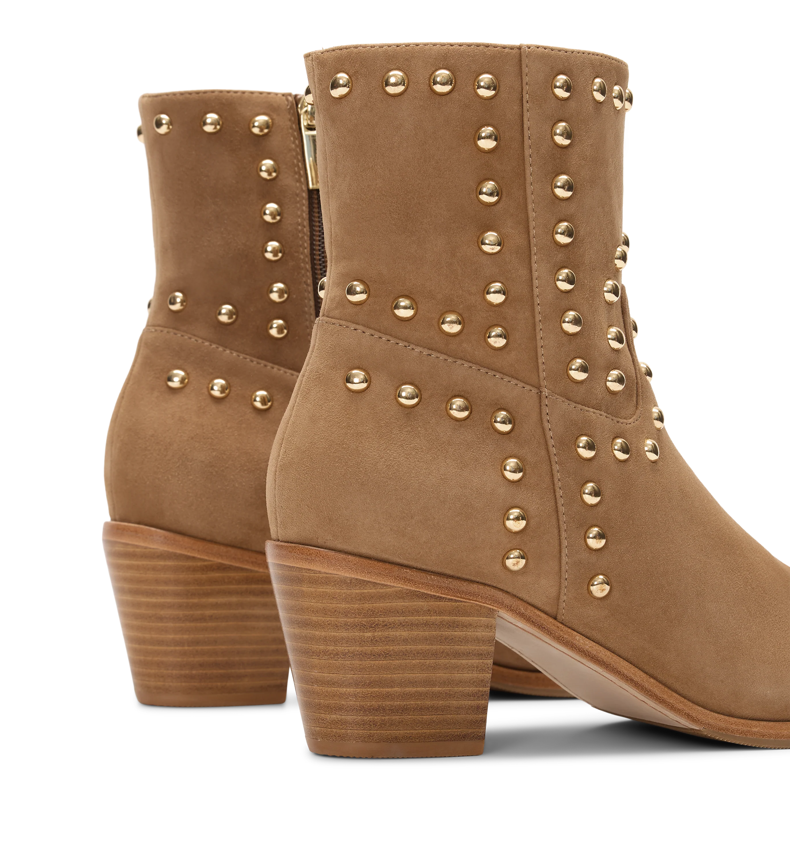 Tetraka Coffee Tan Suede & Hardware Heeled Boots