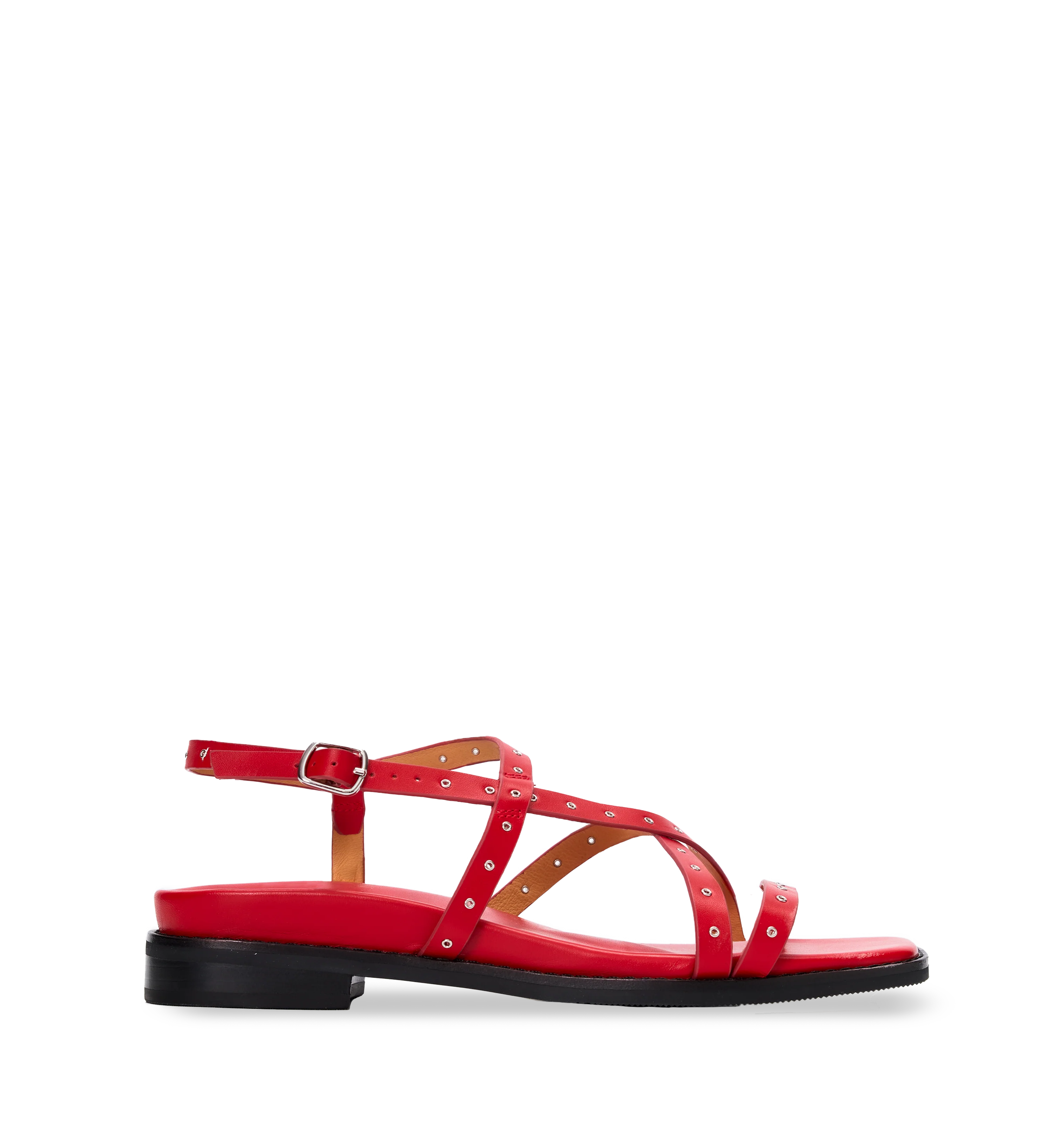 Wrentit Poppy Red Leather & Hardware Sandals