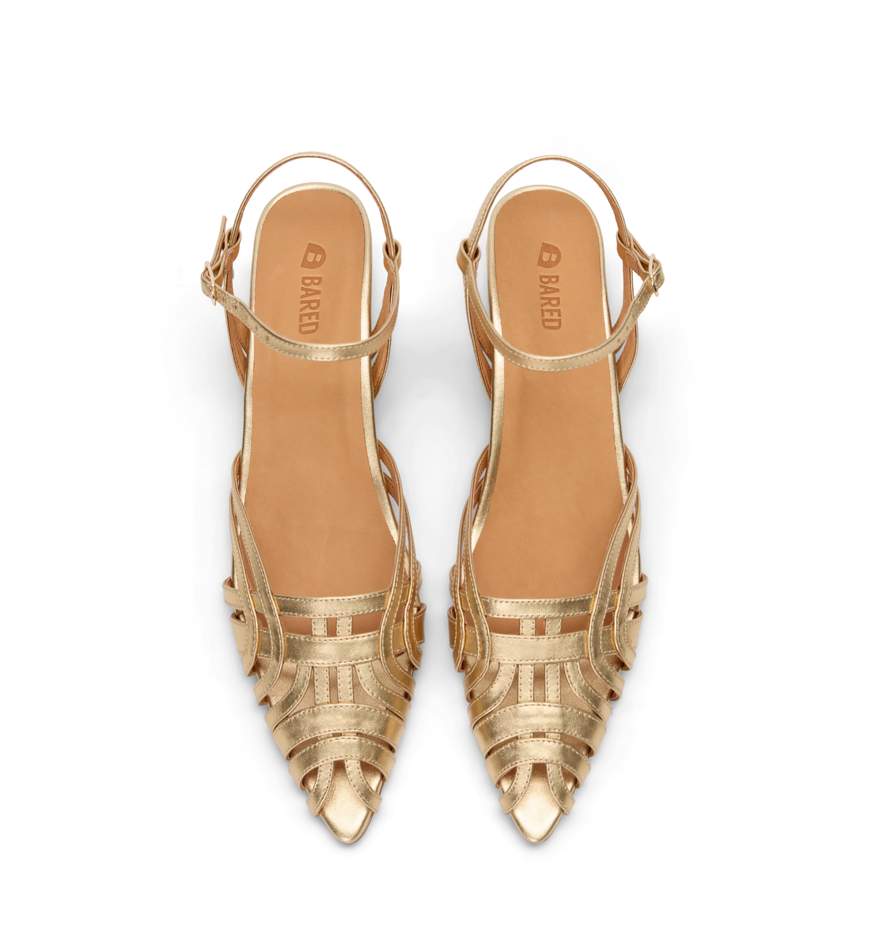 Ratite Gold Leather Casual Heels