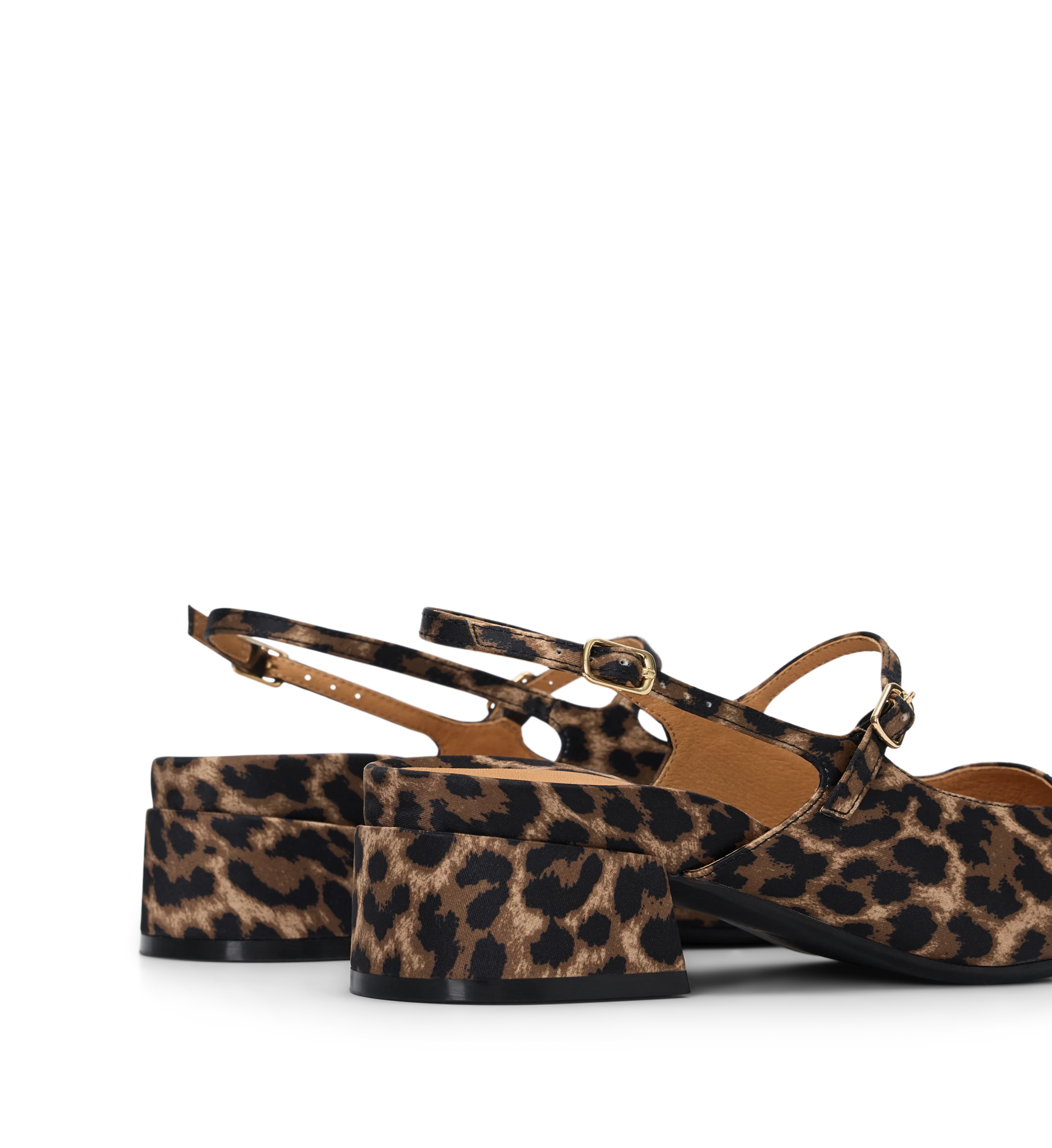 Myza Leopard Print Satin Low Heels