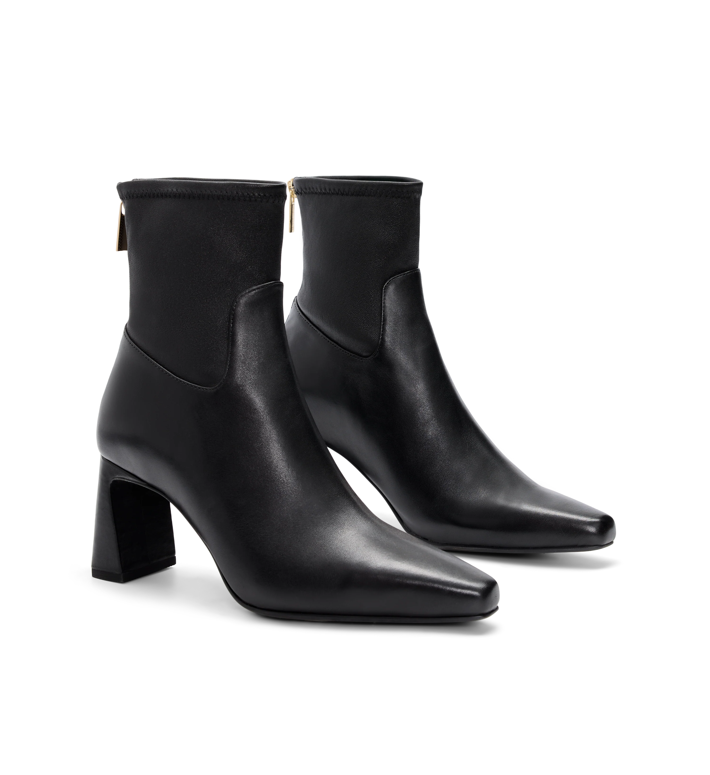 Rockfinch Black Leather Heeled Boots