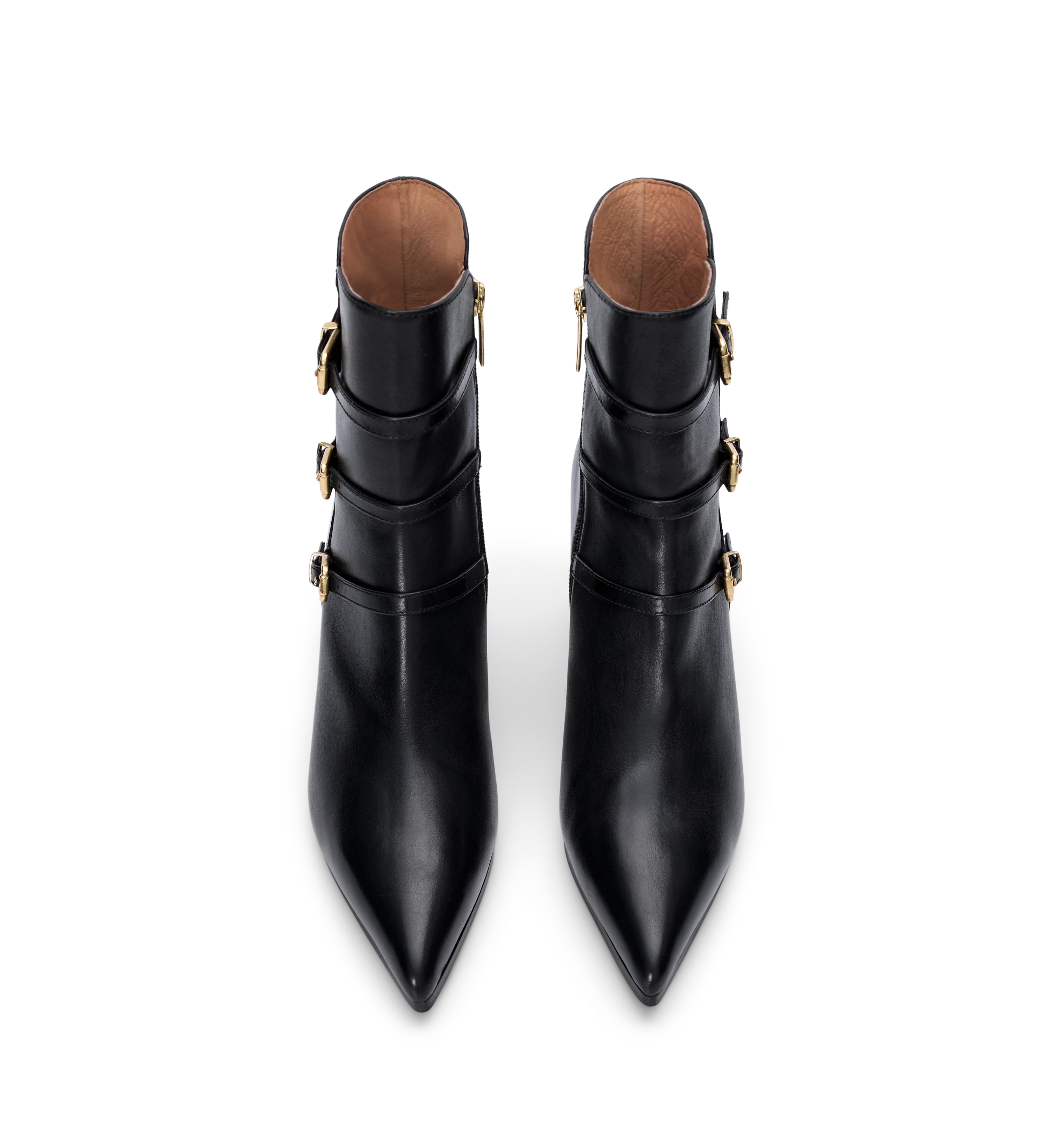 Thrasher Black Leather Heeled Boots