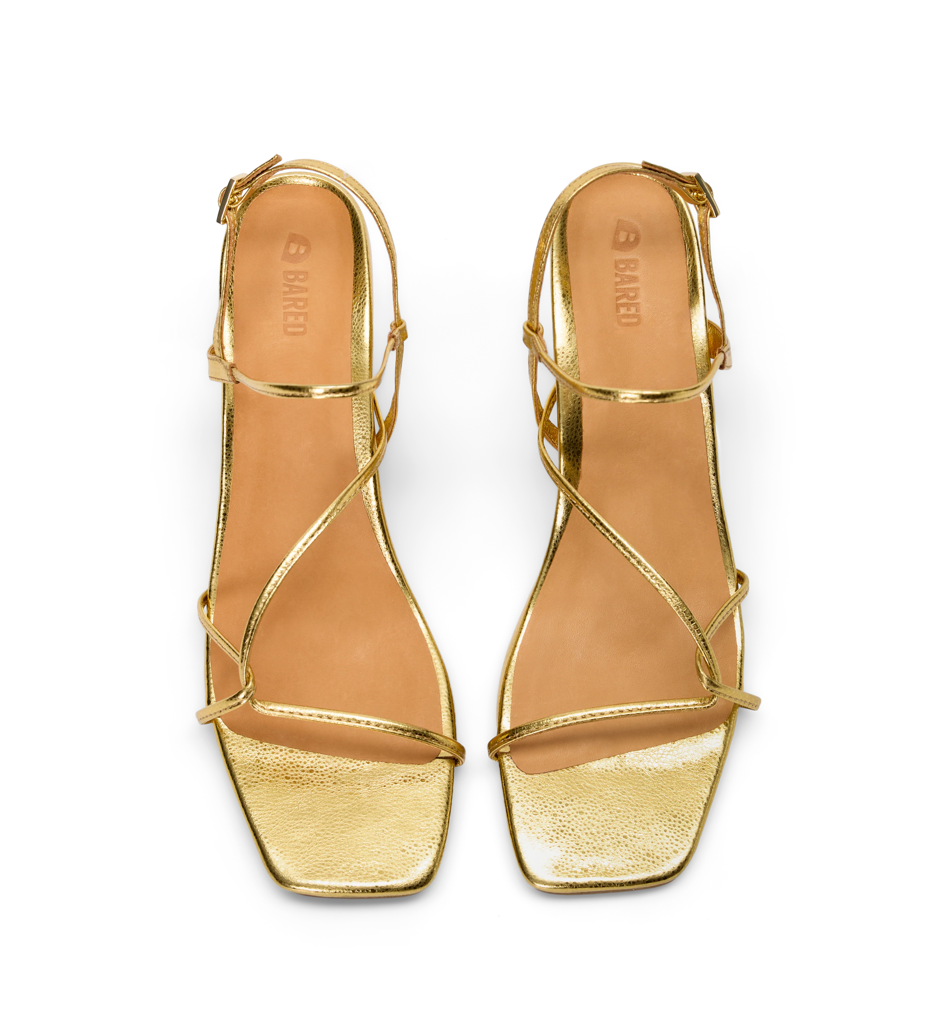 Lullula Bright Gold Emboss Leather High Heels