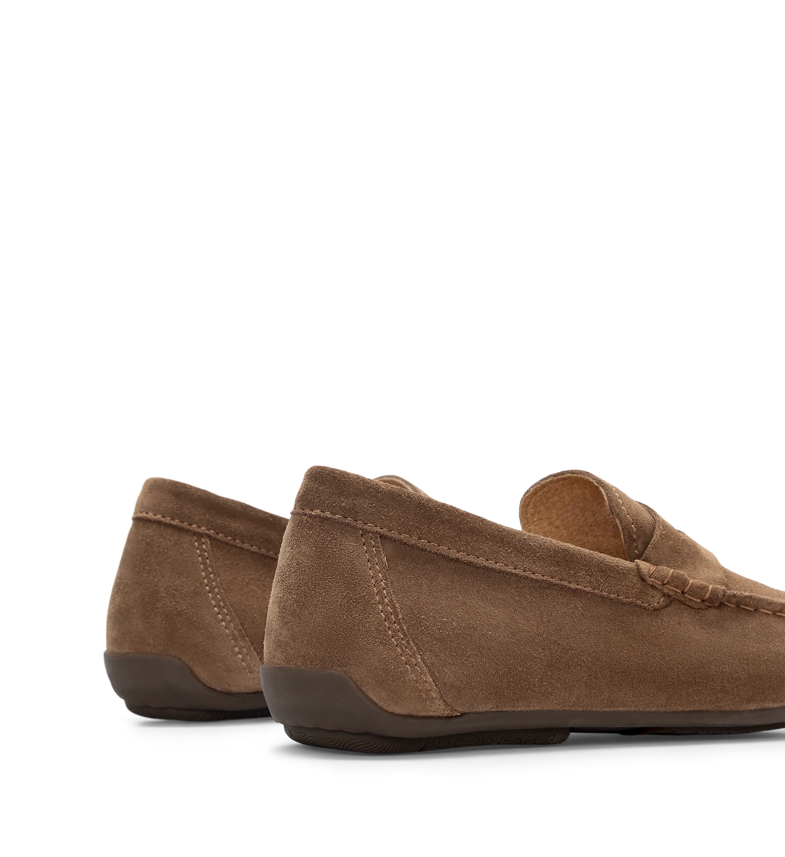 Neon Taupe Suede Loafers