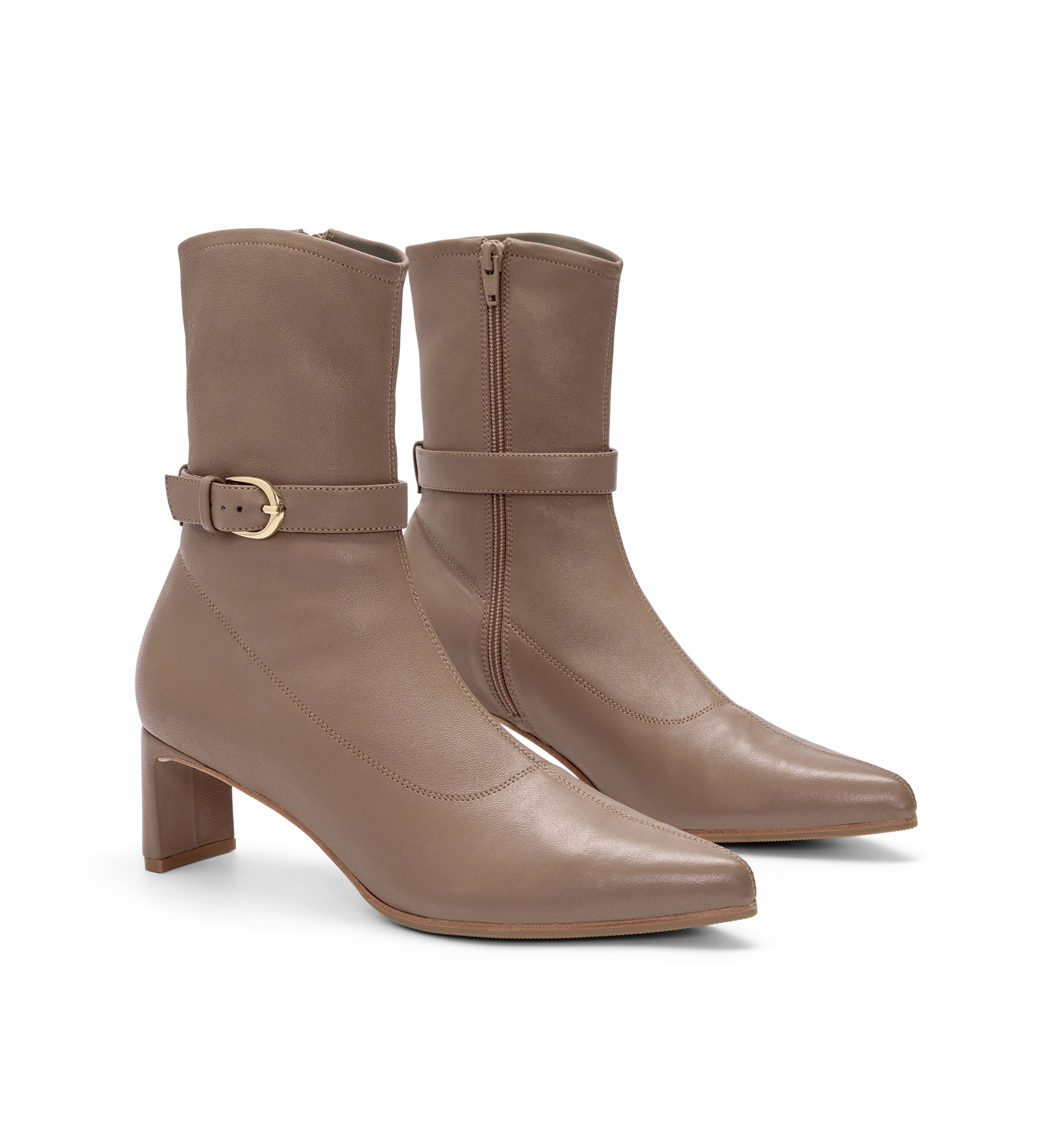 Trocaz Mushroom Stretch Leather Heeled Boots