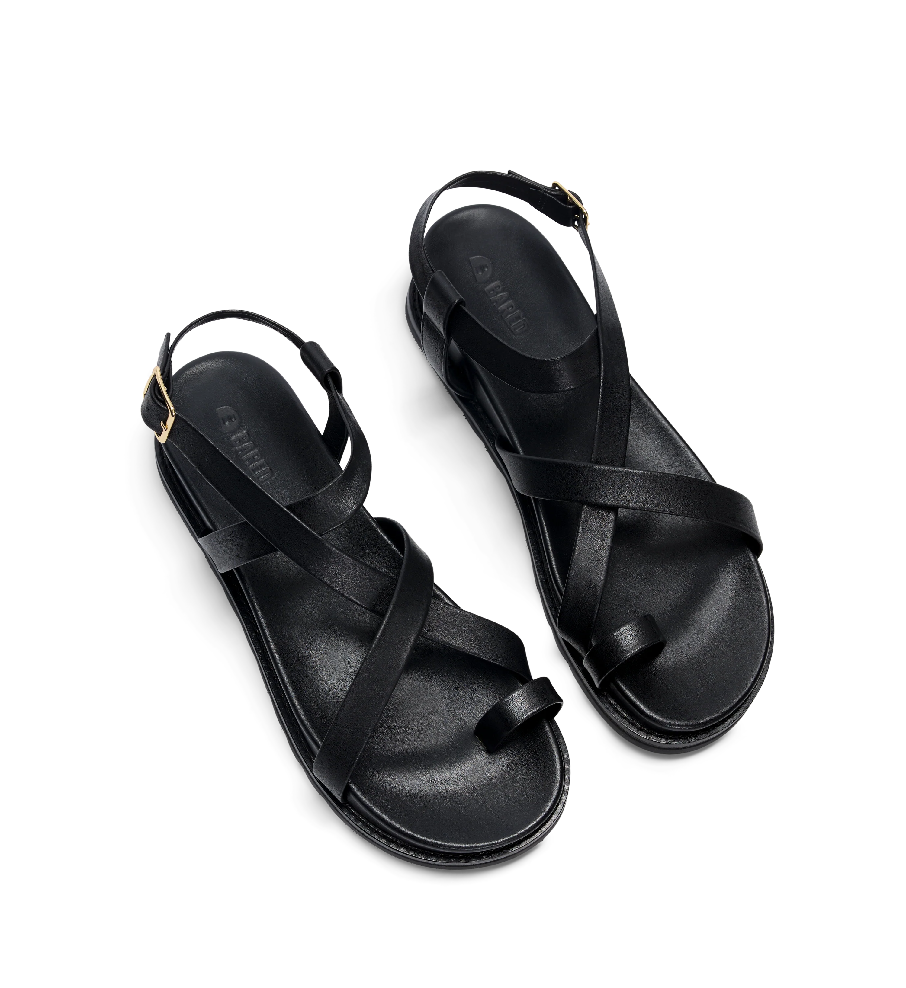Nicator Black Leather Chunky Sandals