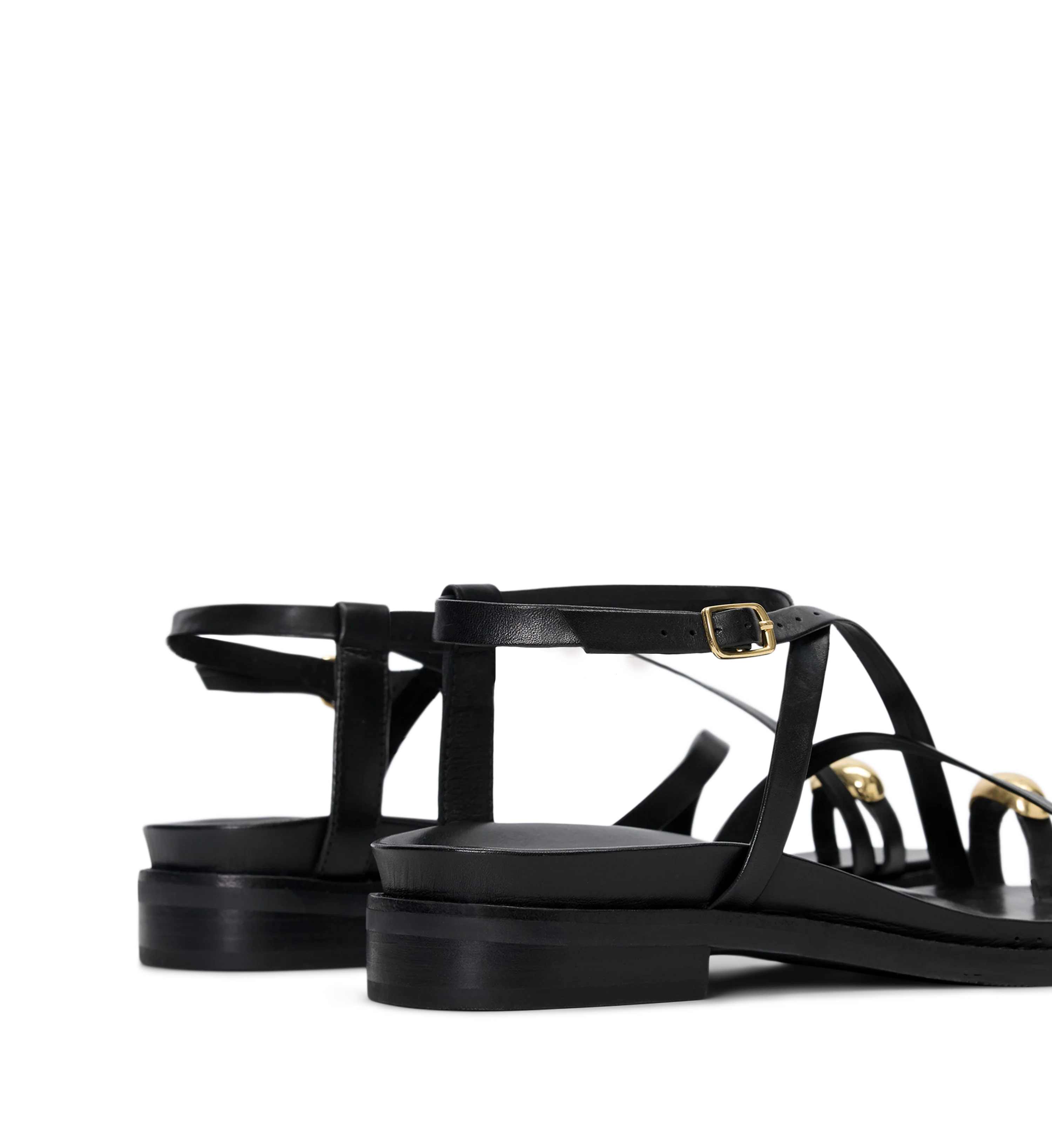 Syma Black Leather & Hardware Sandals