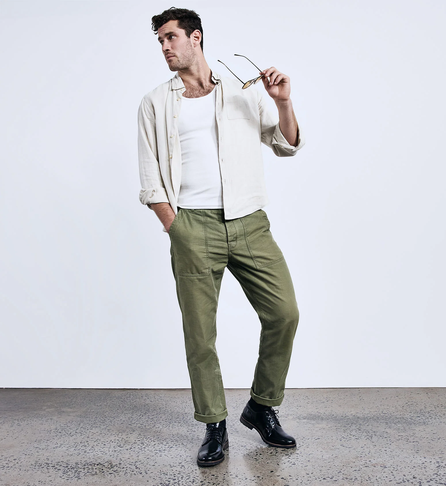 Lutetium Black Polished Leather Lace Up Dress Shoes