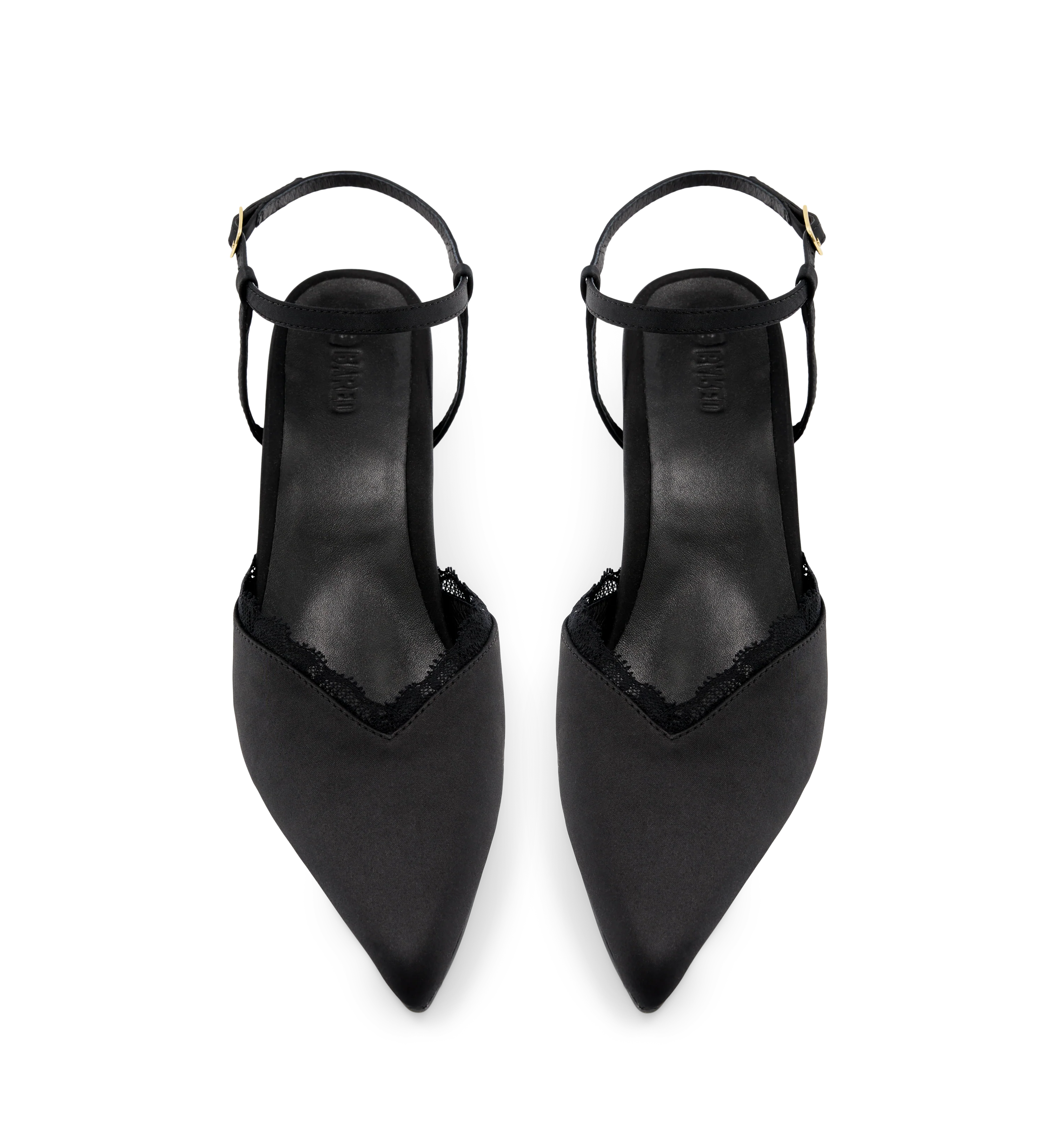 Whinchat Black Satin Low Heels