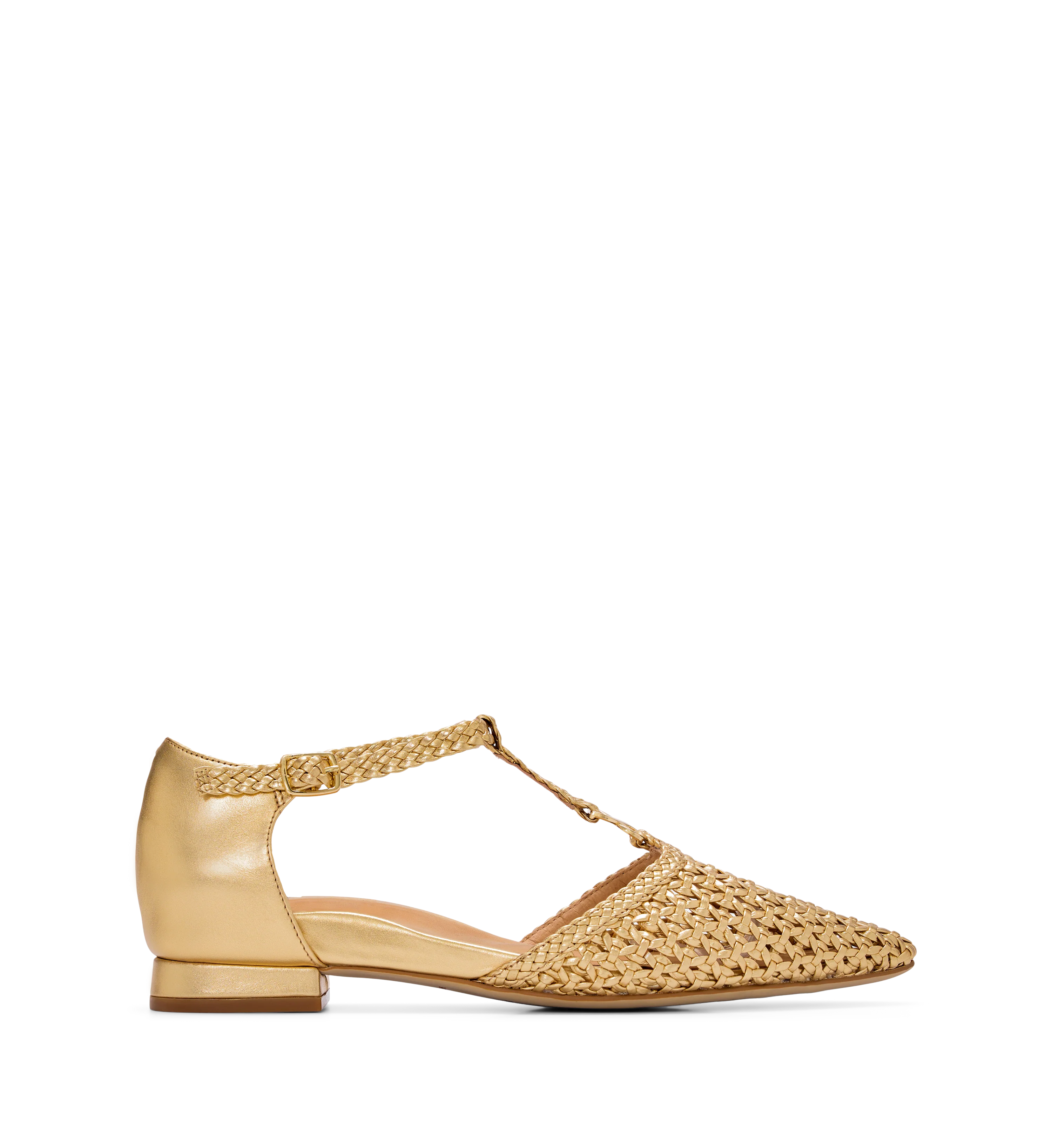 Avocet Gold Woven Leather & Hardware Flats